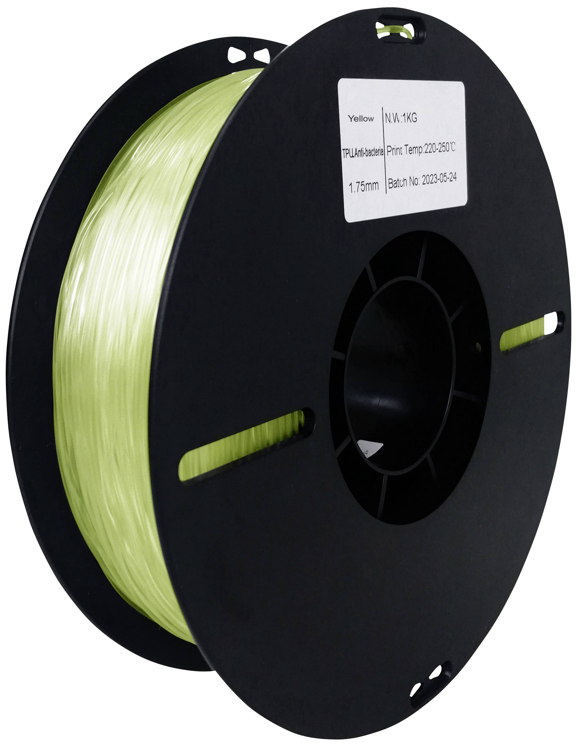Renkforce RF-5771506 Filament TPU antibakteriell, flexibel, hohe Zugfestigkeit 1.75mm 1kg Transparent-Gelb 1St.