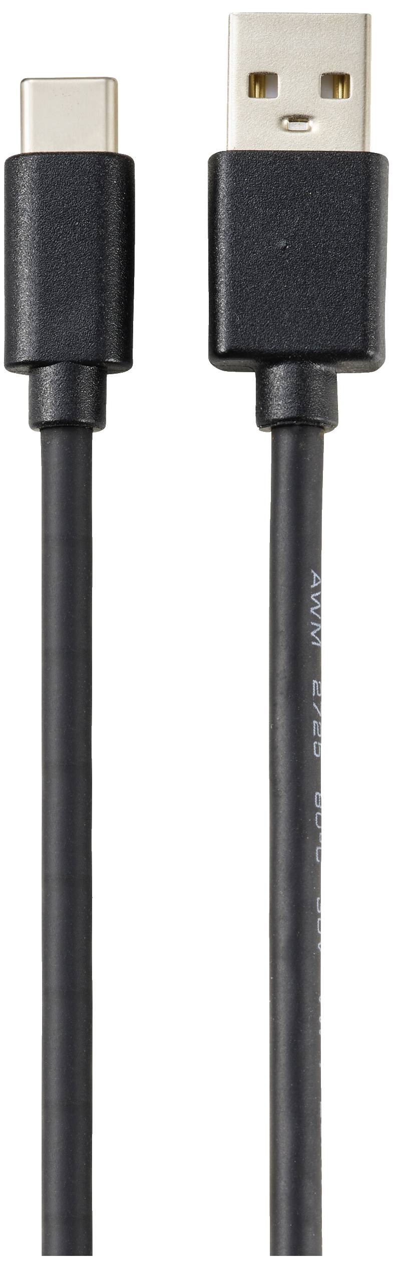 Zwei Kabel mit USB-C und USB-A Anschlüssen in schwarz.