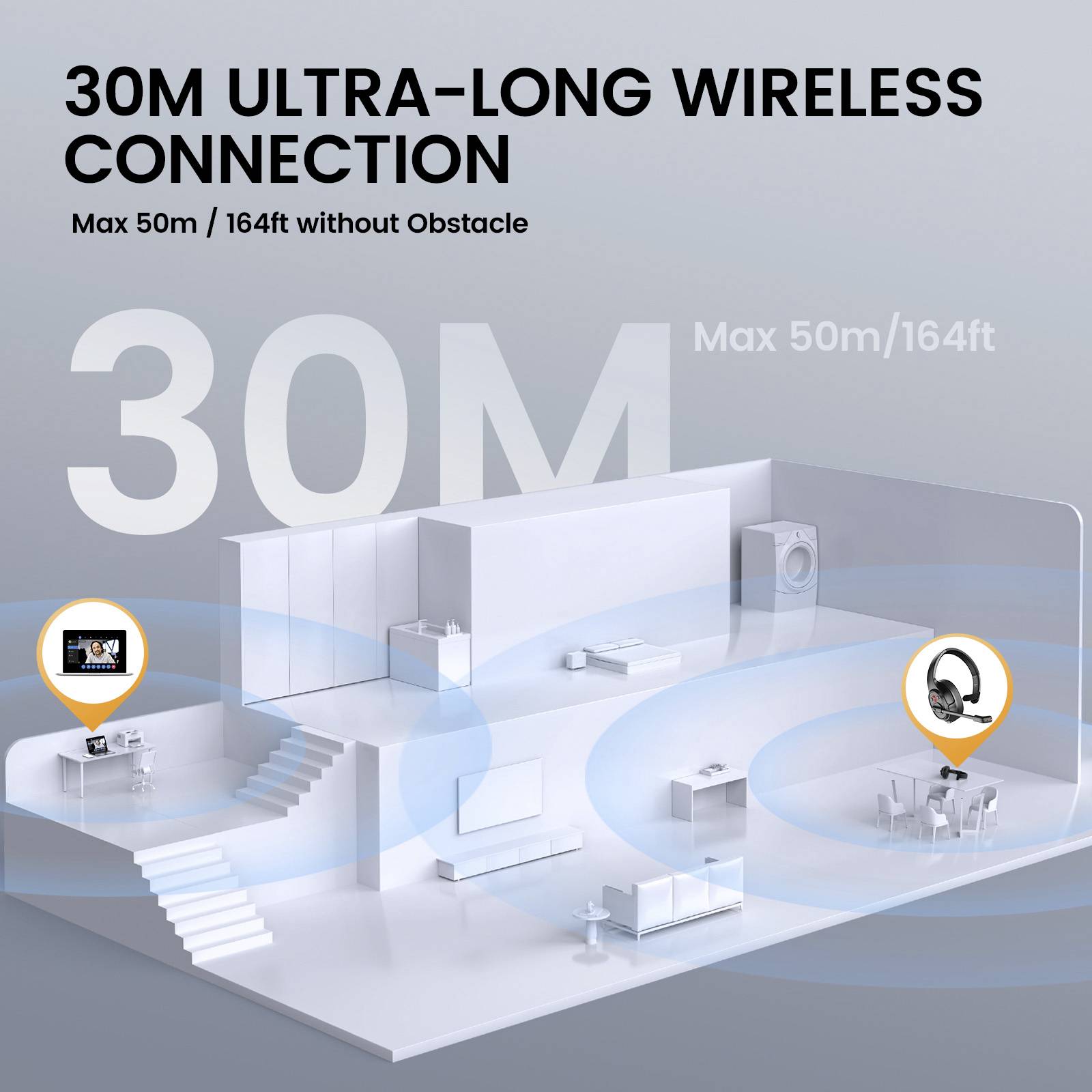 EKSA H1 On Ear Headset Bluetooth® Mono Schwarz Mikrofon-Rauschunterdrückung, Noise Cancelling Lautstärkeregelung Computer