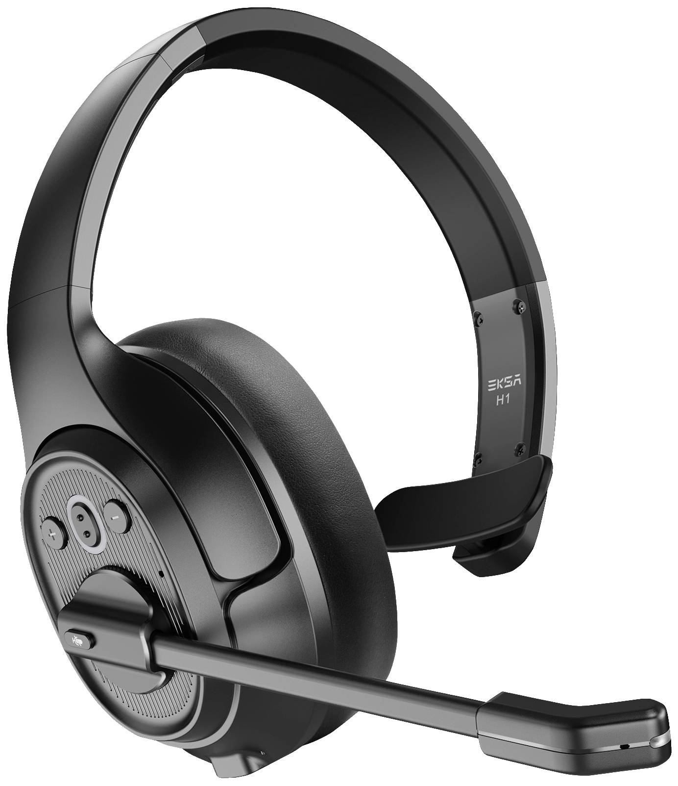 EKSA H1 On Ear Headset Bluetooth® Mono Schwarz Mikrofon-Rauschunterdrückung, Noise Cancelling Lautstärkeregelung Computer