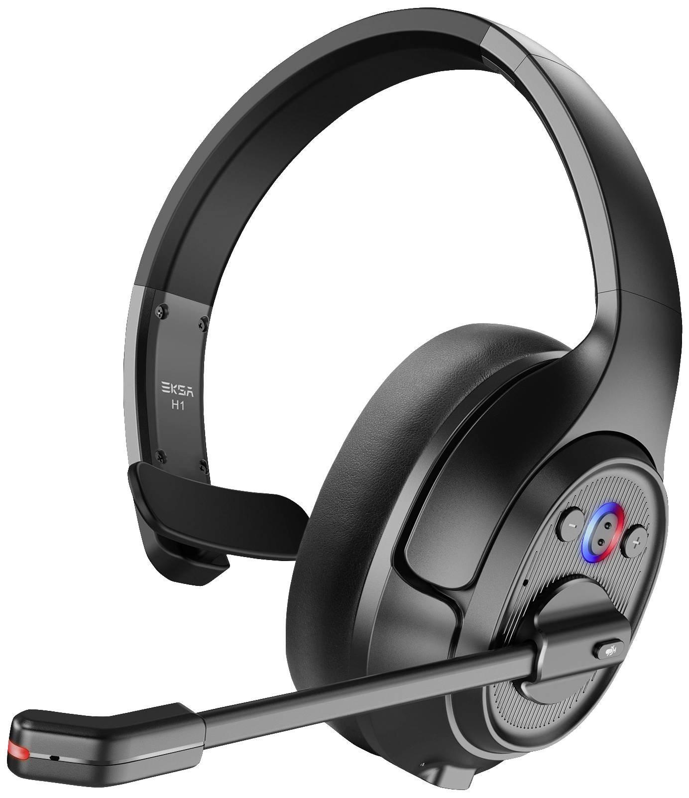 EKSA H1 On Ear Headset Bluetooth® Mono Schwarz Mikrofon-Rauschunterdrückung, Noise Cancelling Lautstärkeregelung Computer