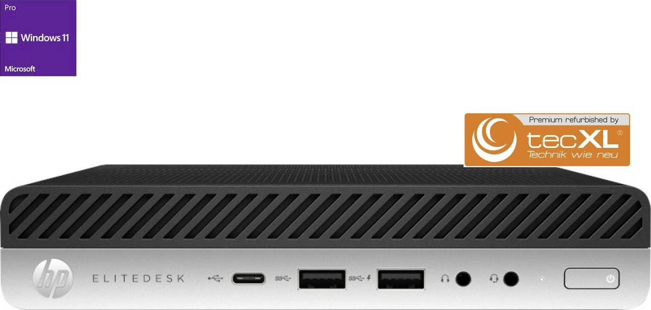 HP EliteDesk 800 G4 Mini PC (generalüberholt) (gut) Intel® Core™ i5 i5-8500T 16GB 512GB SSD Intel UHD Graphics 630 Windows® 11 Pro