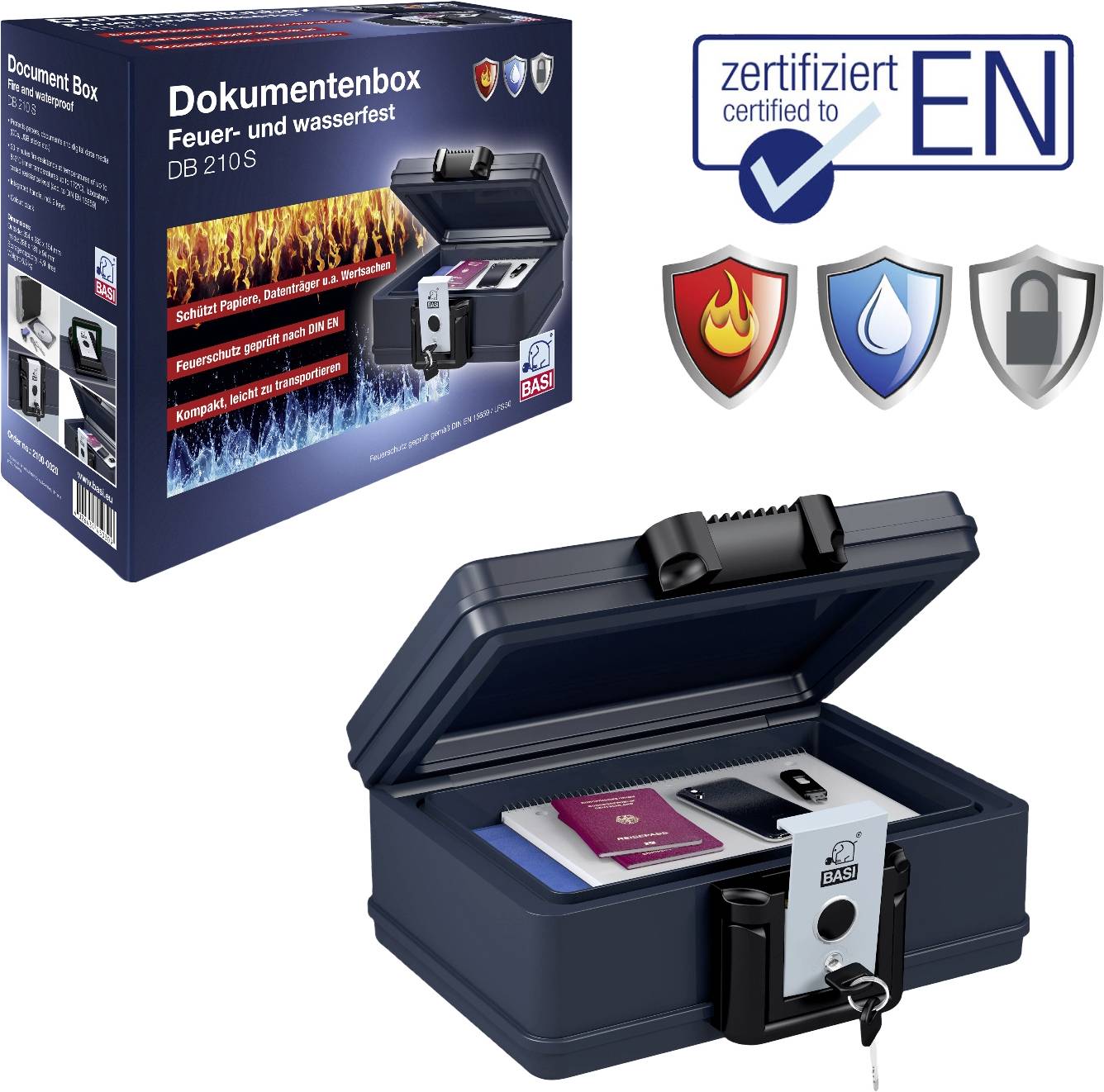 Basi 2100-0020 DB 210S Tresor feuerfest, wasserdicht Schlüsselschloss