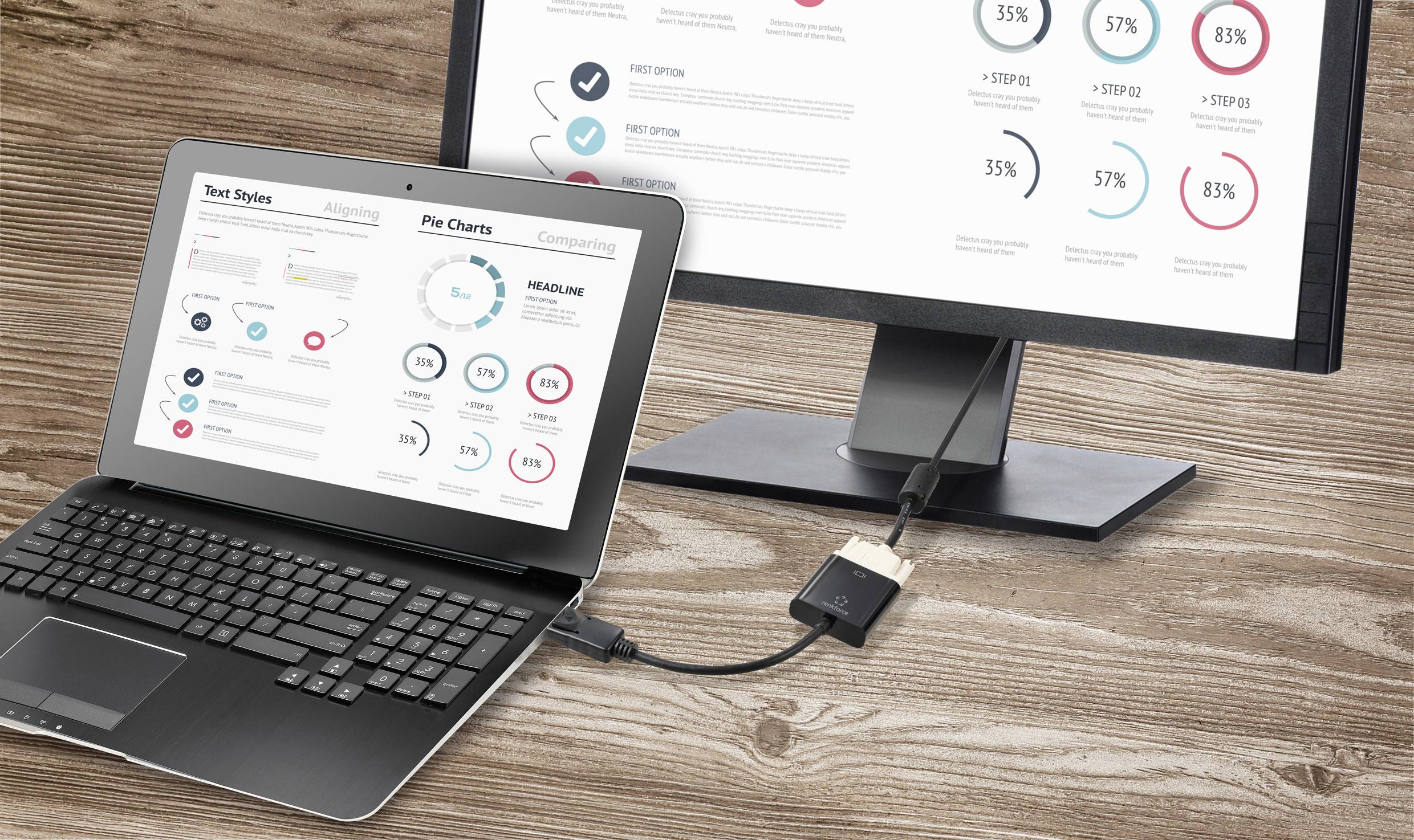 Renkforce RF-5771774 DisplayPort / DVI Adapter [1x DisplayPort Stecker - 1x DVI-Buchse 24+5pol.] Schwarz PVC-Mantel 15cm