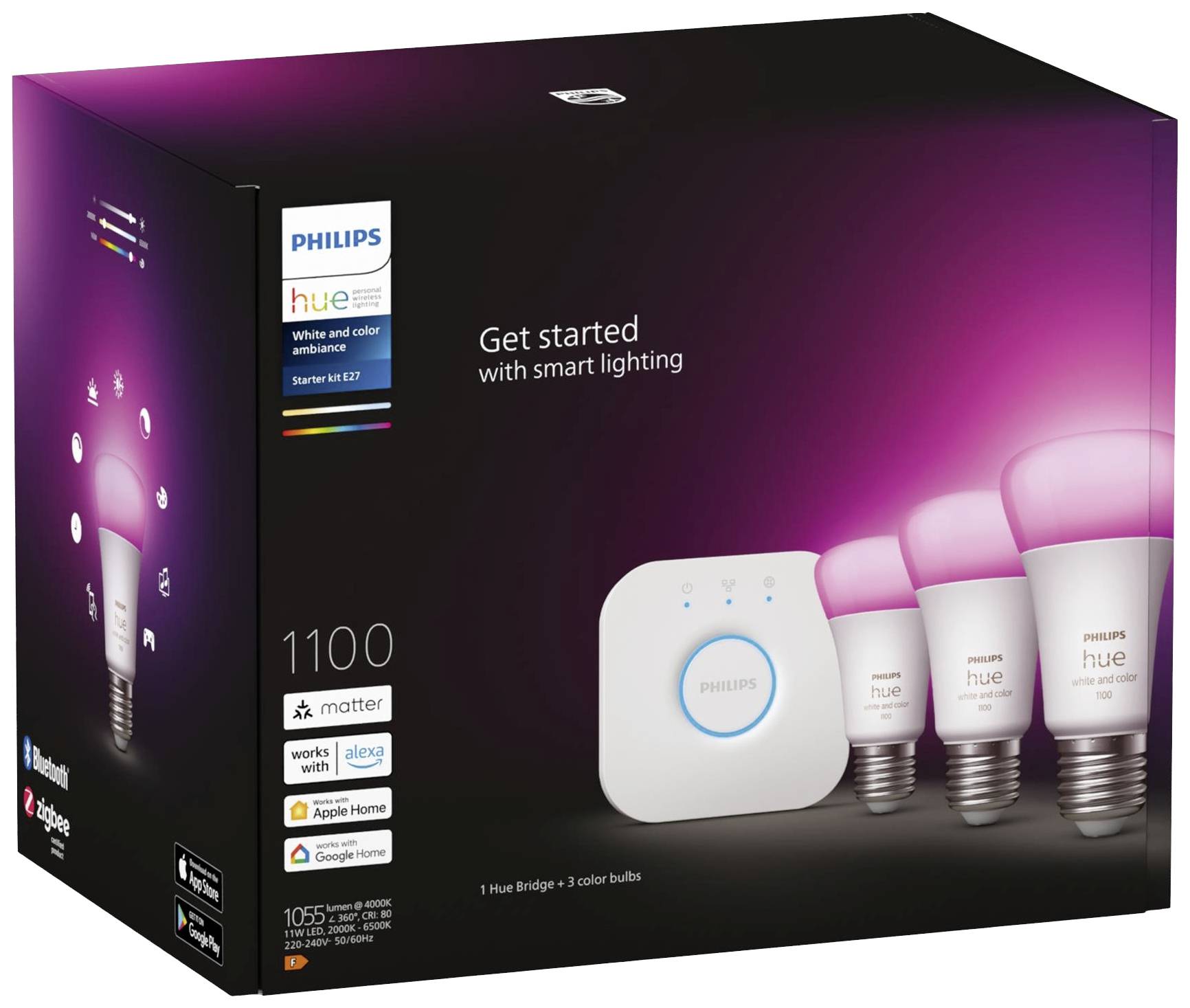 Philips Hue Beleuchtungskit 8719514291515 EEK: F (A - G) HueWCA 9W A60 3set EUR PMO E27 11W RGBW