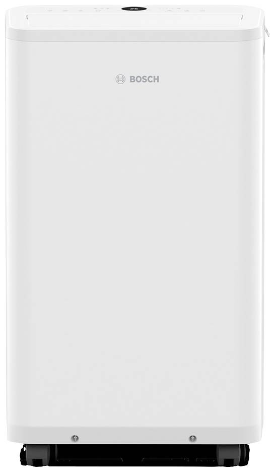 Ein weißes Bosch Gerät, vermutlich ein Kühlschrank, mit minimalistischem Design und Markenlogo in der Mitte der Vorderseite.