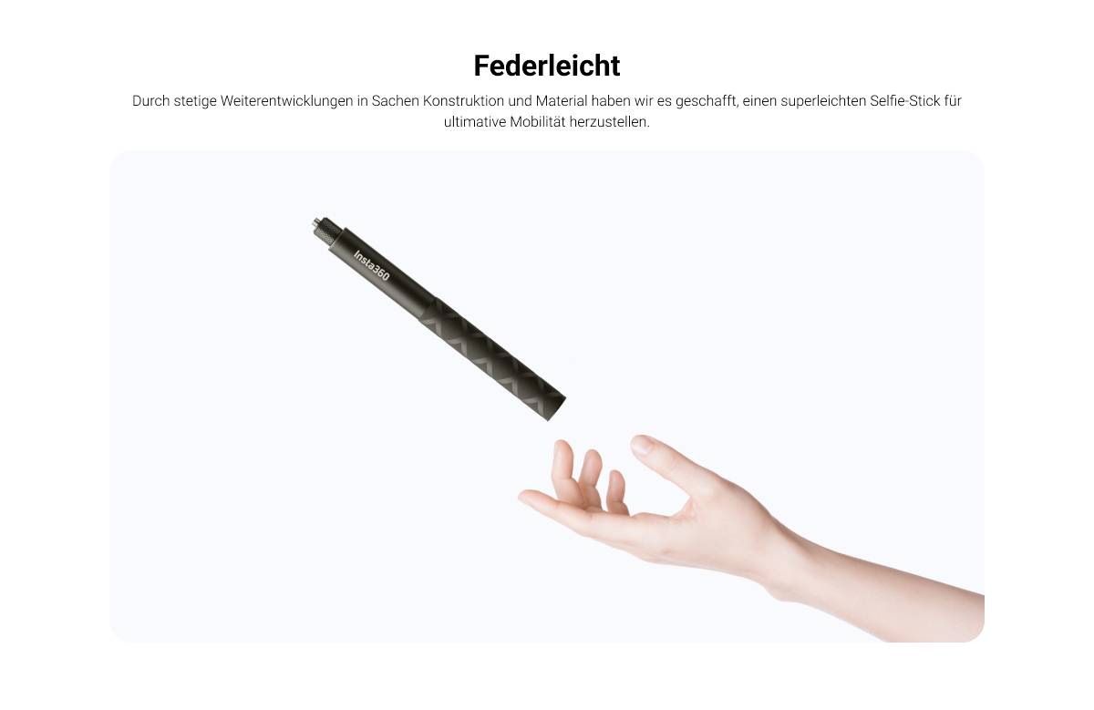 Insta360 114 cm Invisible Selfie Stick Selfie Stick Insta360 Ace, Insta360 Ace Pro, Insta360 GO 2, Insta360 GO 3, Insta360 X3, Insta360 ONE
