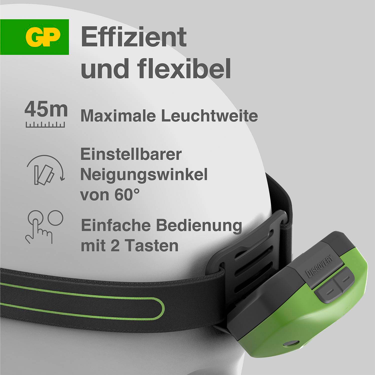 GP Discovery GPDISHLCH43BL027 LED Stirnlampe batteriebetrieben 150lm 36h GPDISHLCH43BL027