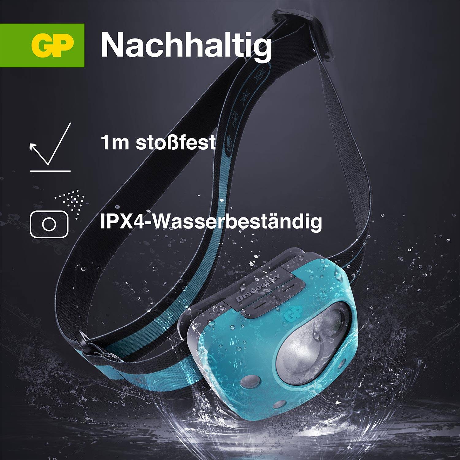 GP Discovery GPDISHLCH44BL058 LED Stirnlampe batteriebetrieben 300lm 36h GPDISHLCH44BL058