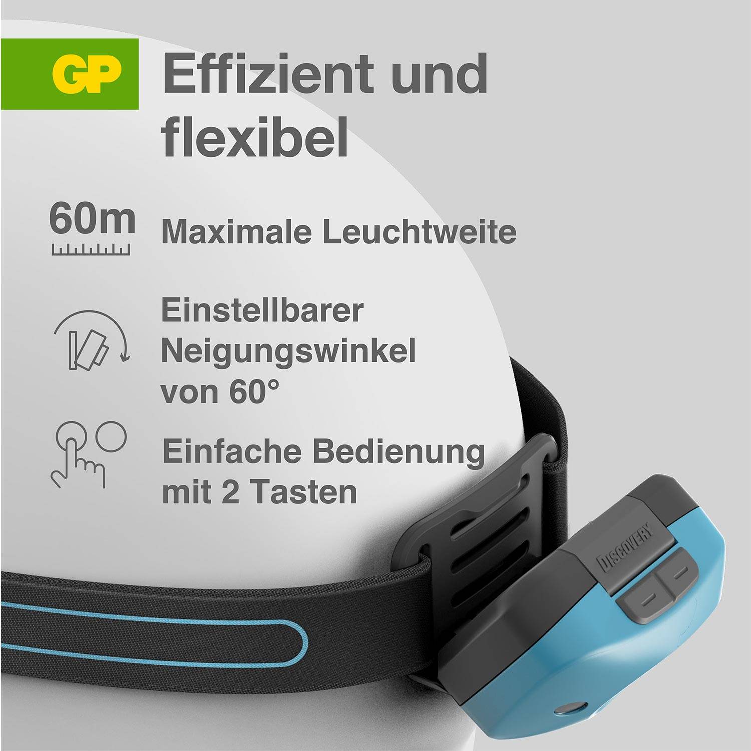 GP Discovery GPDISHLCH44BL058 LED Stirnlampe batteriebetrieben 300 lm 36 h GPDISHLCH44BL058