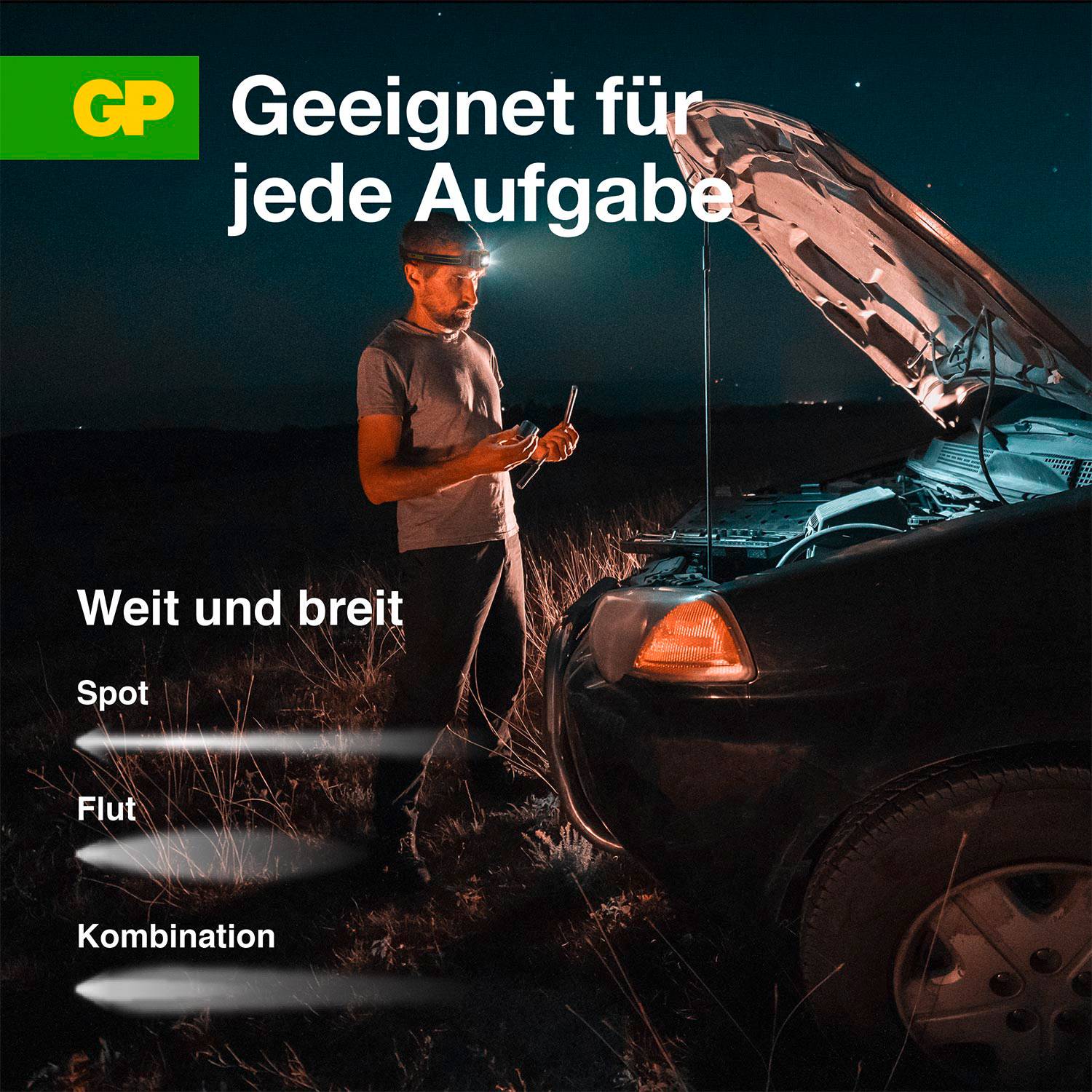 GP Discovery GPDISHLCW54BL119 LED Stirnlampe batteriebetrieben 375lm 26h GPDISHLCW54BL119