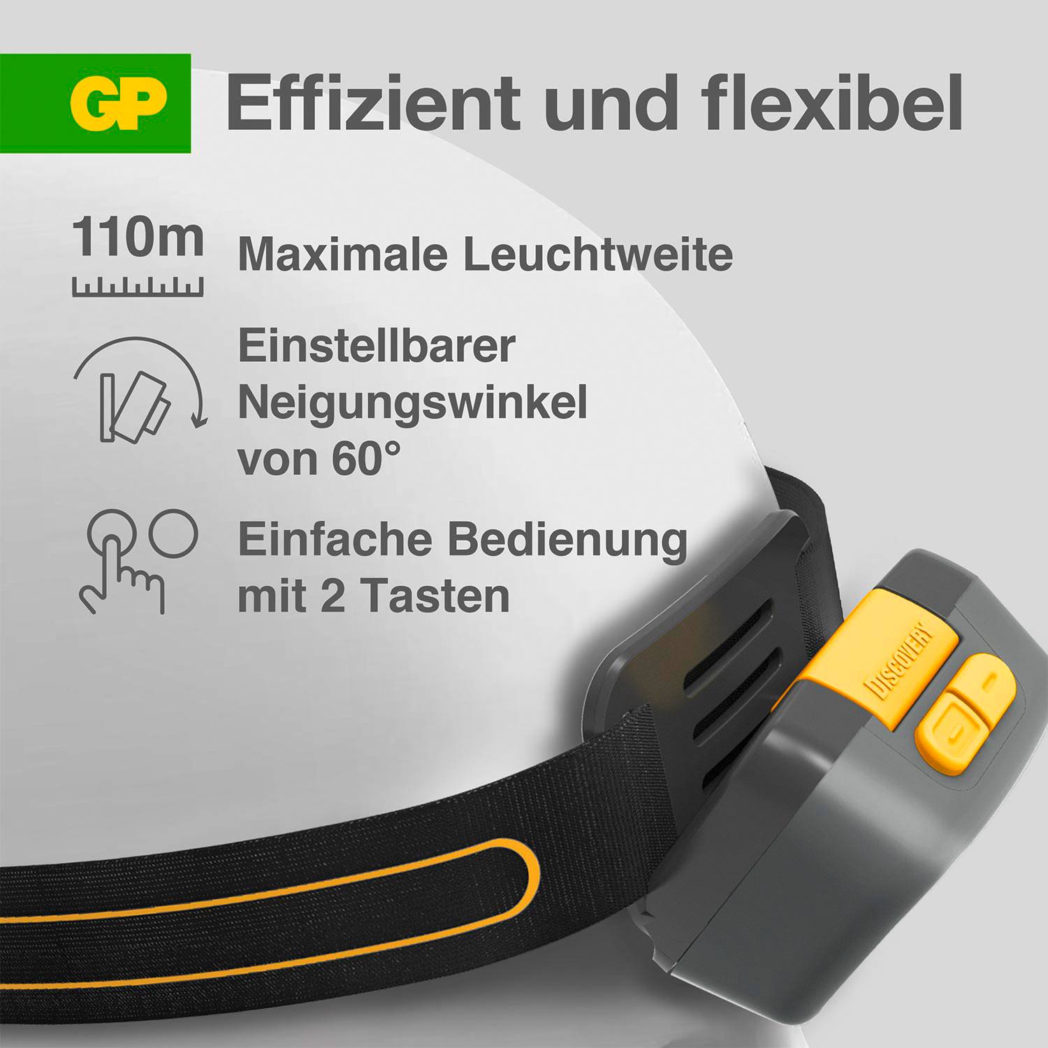 GP Discovery GPDISHLCW54BL119 LED Stirnlampe batteriebetrieben 375lm 26h GPDISHLCW54BL119