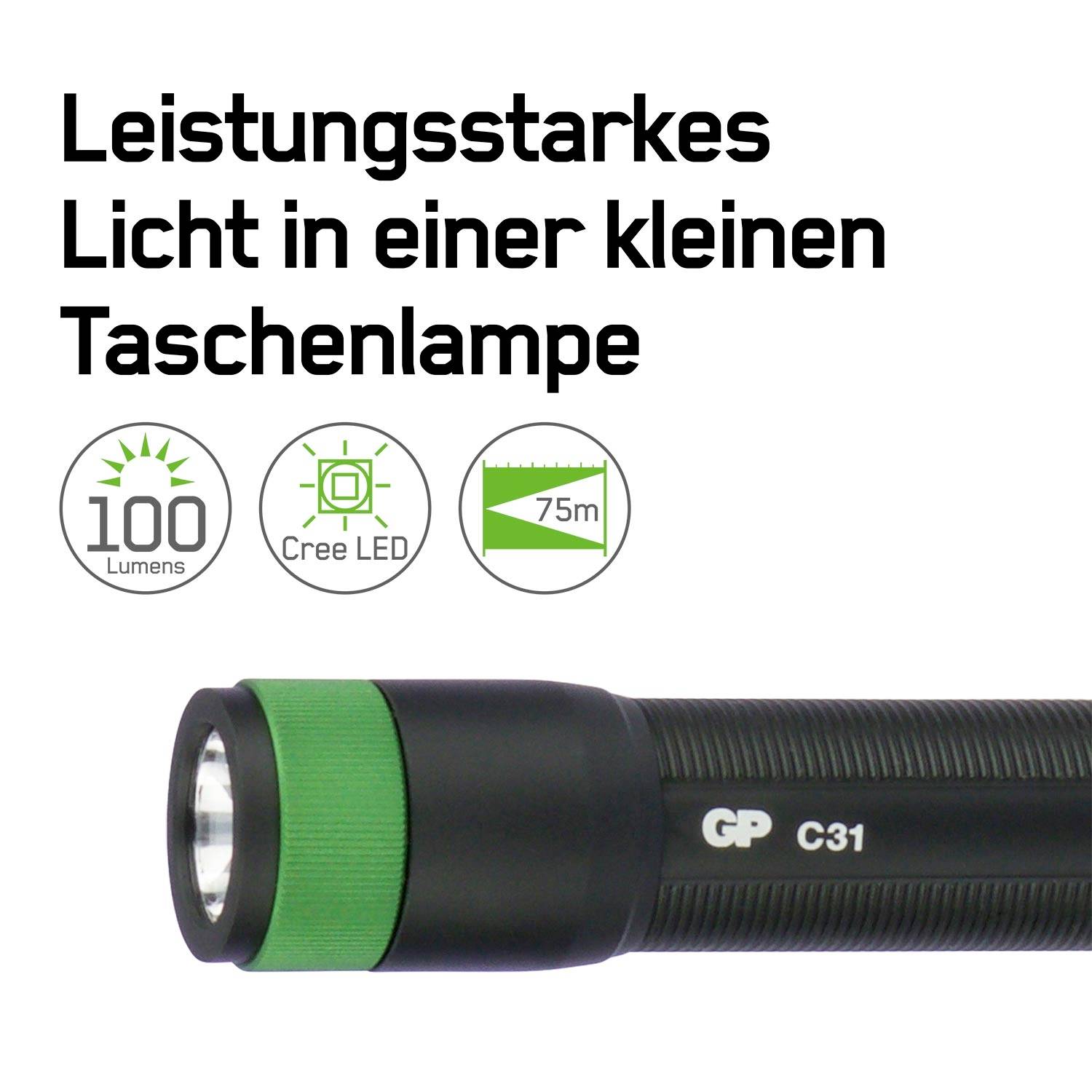GP Discovery GPDISFLC31XBK479 LED Taschenlampe batteriebetrieben 100 lm 7 h 64 g