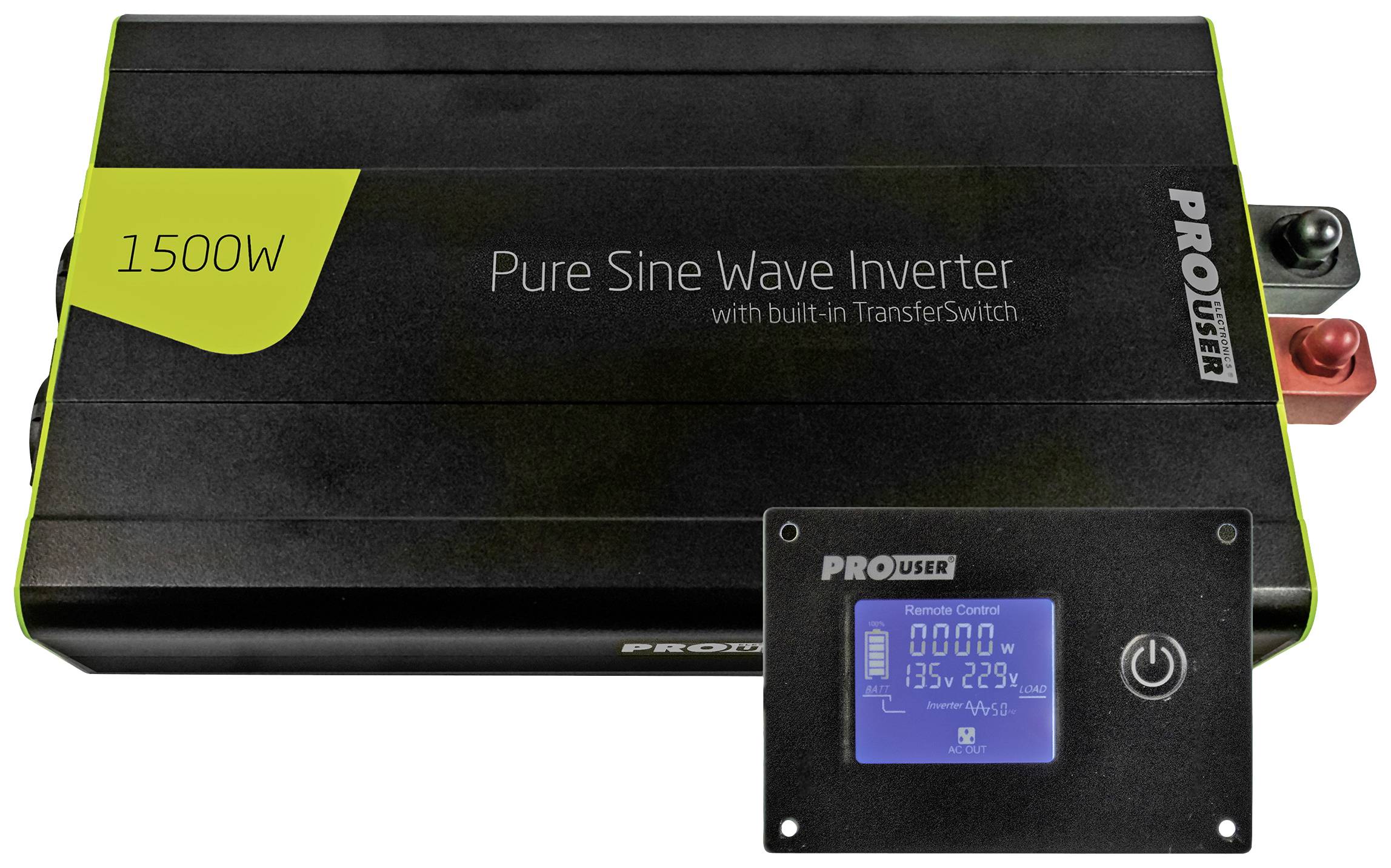 ProUser Wechselrichter PSI1500TX 1500W 12V - 230 V/AC inkl. Fernbedienung, USV-Funktion, Netzvorrangschaltung