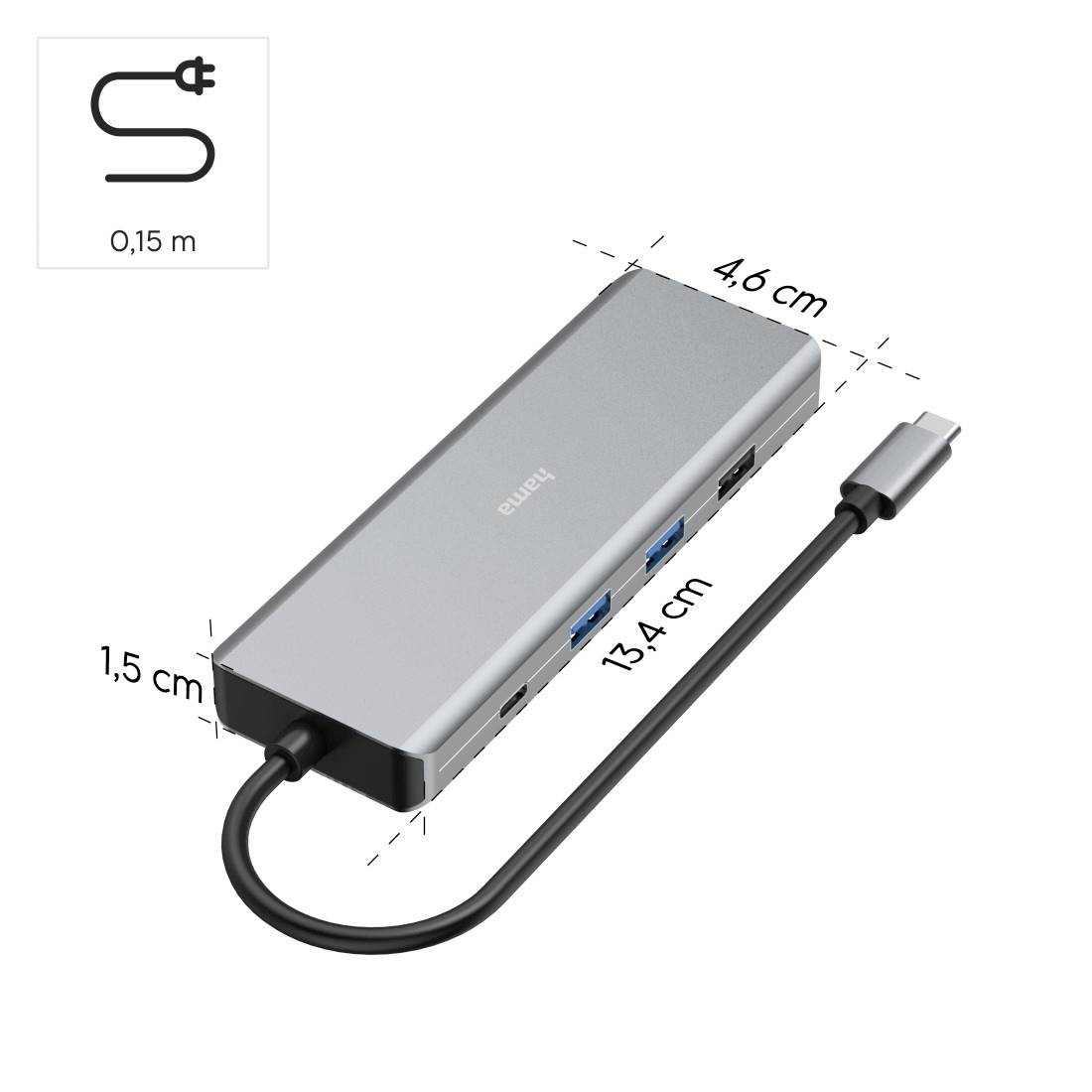 Hama Connect2Media 9 Port USB 3.2 Gen 1-Hub (USB 3.0) mit Schnellladeport, mit USB-C® Stecker, Ultr