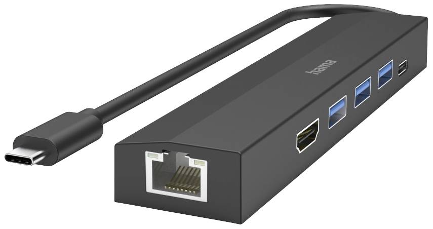 Hama 6 Port USB 3.2 Gen 1-Hub (USB 3.0) mit Schnellladeport, mit USB-C® Stecker, Ultra HD-fähig Sch