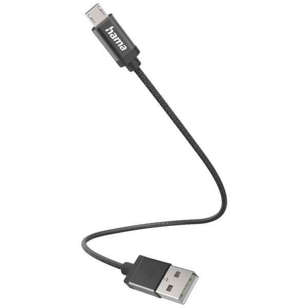 Hama USB-Ladekabel USB 2.0 USB-A Stecker, USB-Micro-B Stecker 0.20 m Schwarz 00201583