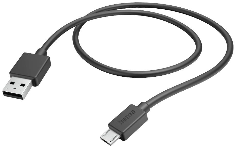Hama USB-Ladekabel USB 2.0 USB-A Stecker, USB-Micro-B Stecker 1.00 m Schwarz 00201584