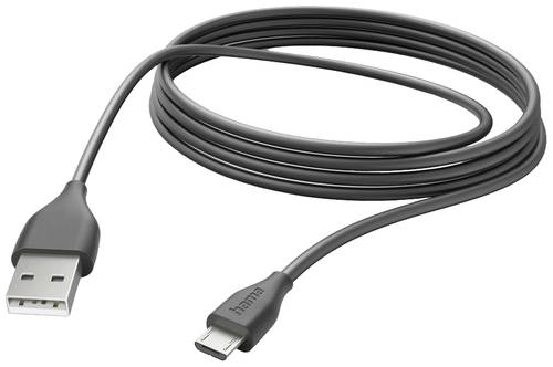 Hama USB-Ladekabel USB 2.0 USB-A Stecker, USB-Micro-B Stecker 3m Schwarz 00201588