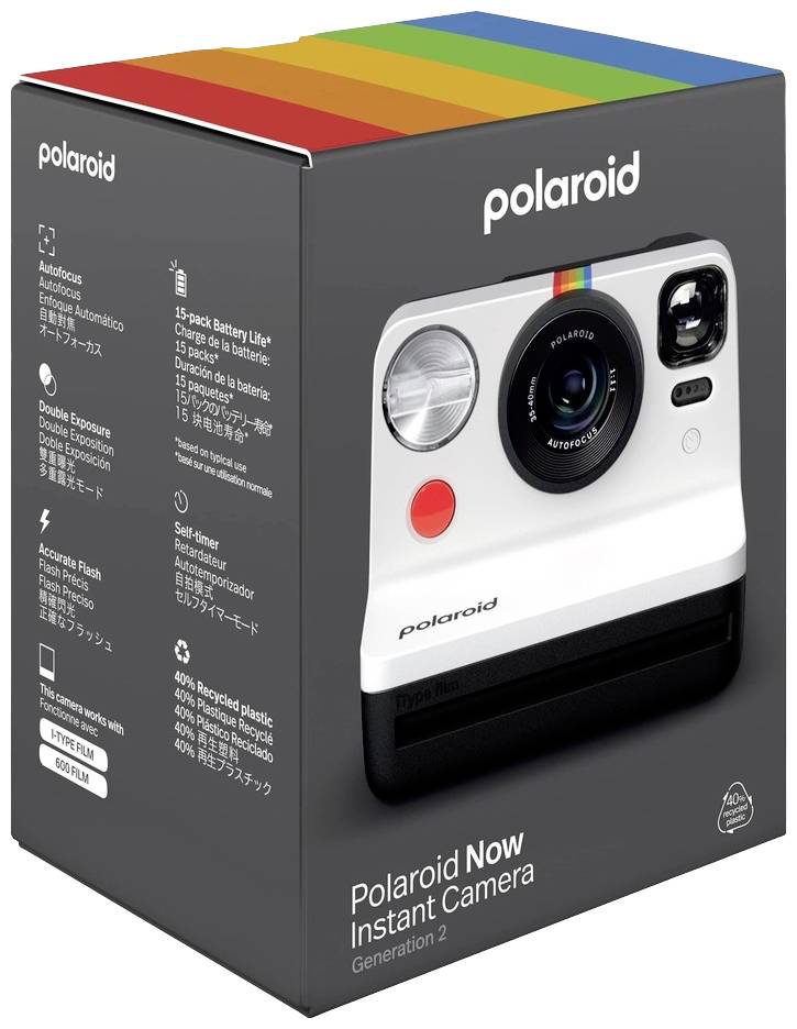 Polaroid Now Gen2 Sofortbildkamera Schwarz, Weiß