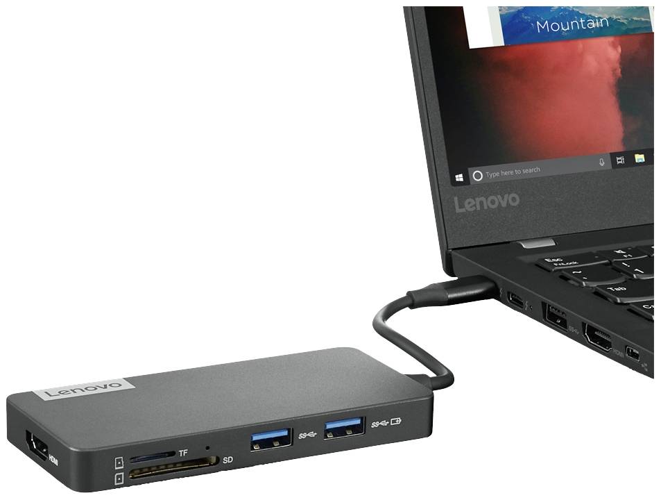 Lenovo USB-C® Dockingstation USB-C 7-in-1 Hub - Dockingstation Passend für Marke Dockingstations: Lenovo Yoga, IdeaPad, Thinkpad integrierter Karte