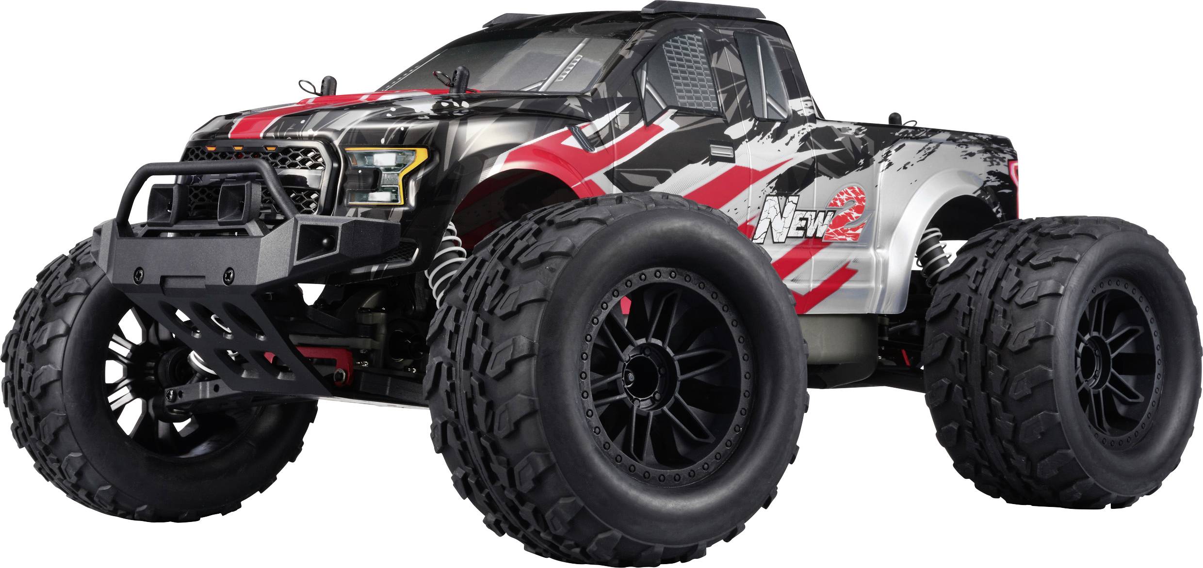 Reely NEW2 Super Combo V2 Brushed 1:10 RC Modellauto Elektro Monstertruck Allradantrieb (4WD) 100% RtR 2,4GHz inkl. Akku