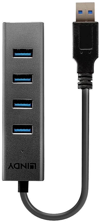 LINDY 43324 4 Port USB 3.1 Gen 1-Hub Schwarz