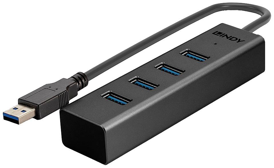 LINDY 43324 4 Port USB 3.1 Gen 1-Hub Schwarz