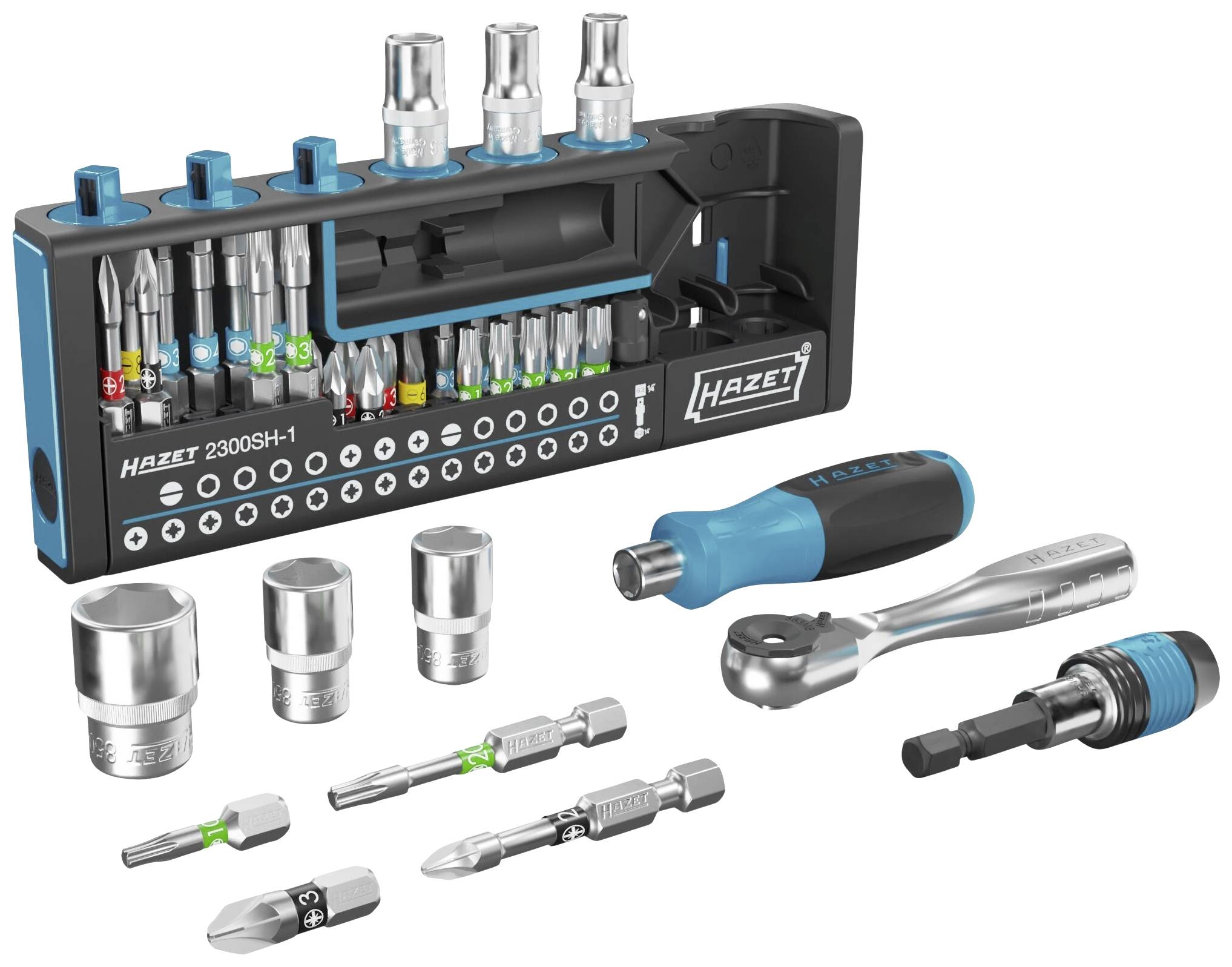 Hazet SmartHolder 2300SH-1 Bit-Set 39teilig Schlitz, Kreuzschlitz Phillips, Kreuzschlitz Pozidriv, Innen-Sechskant, Innen-TORX