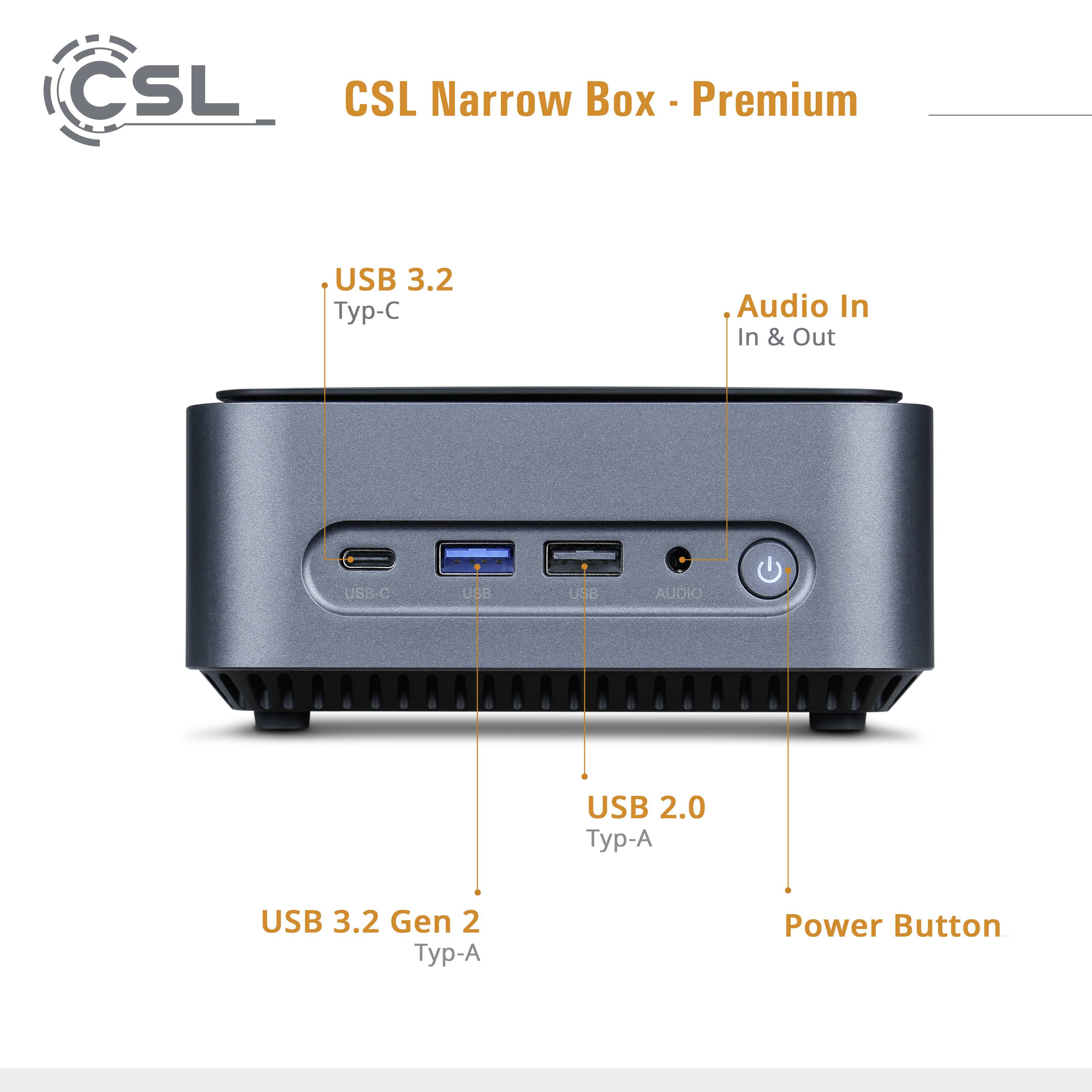 CSL Computer Mini PC Narrow Box Premium Intel® Pentium® Silver N6000 3.3 GHz 16 GB RAM 1 TB SSD Intel UHD Graphics Win 11 Home S-Modus 88553