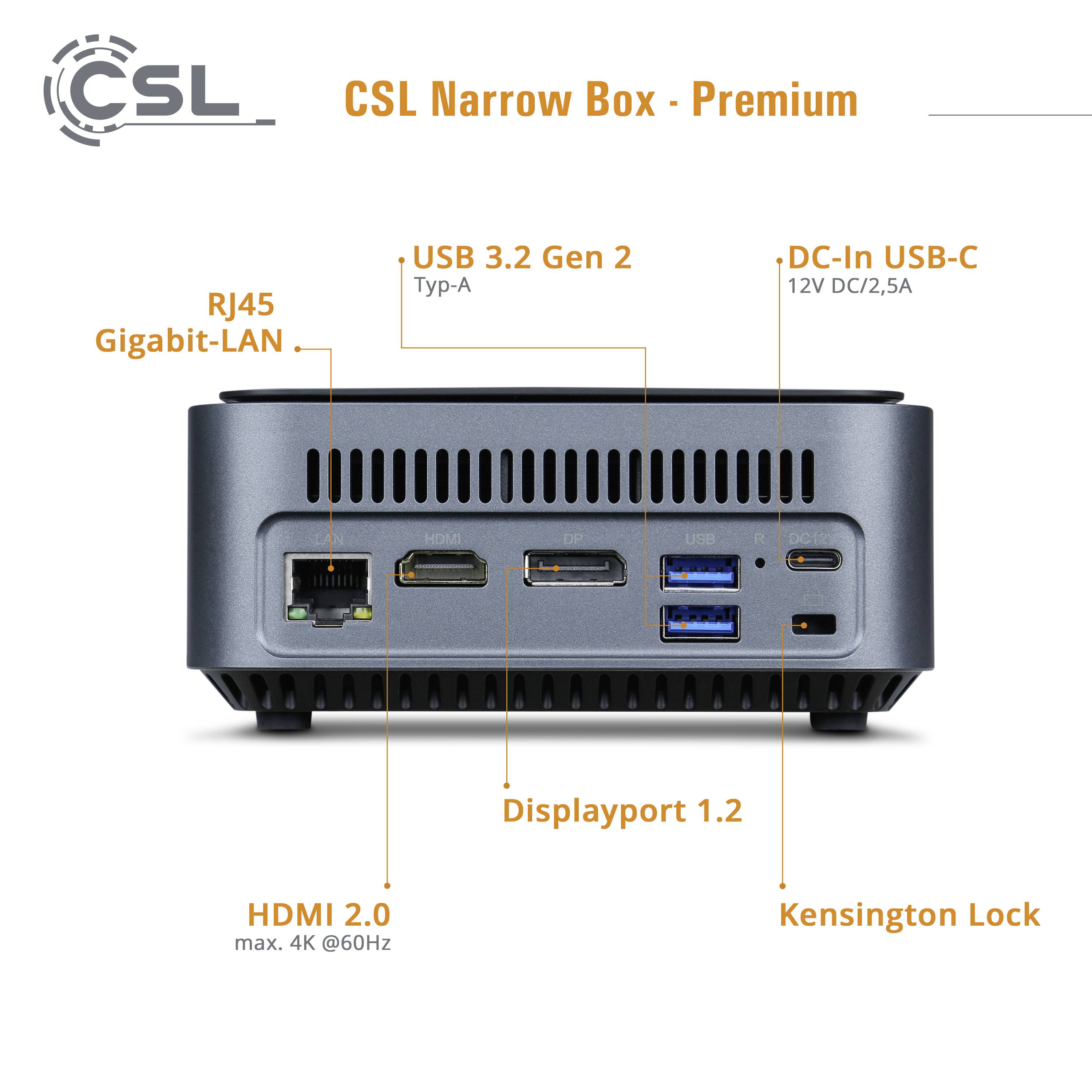 CSL Computer Mini PC Narrow Box Premium Intel® Pentium® Silver N6000 3.3 GHz 16 GB RAM 1 TB SSD Intel UHD Graphics Win 11 Home S-Modus 88553