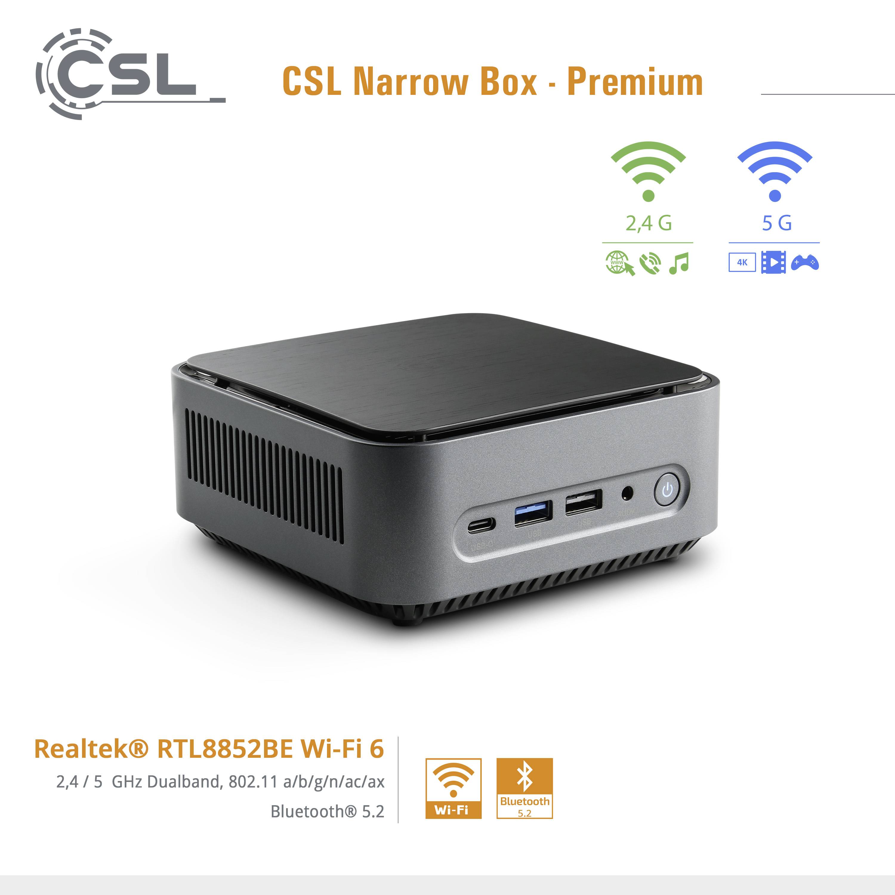 CSL Computer Mini PC Narrow Box Premium Intel® Pentium® Silver N6000 3.3 GHz 16 GB RAM 1 TB SSD Intel UHD Graphics Win 11 Home S-Modus 88553