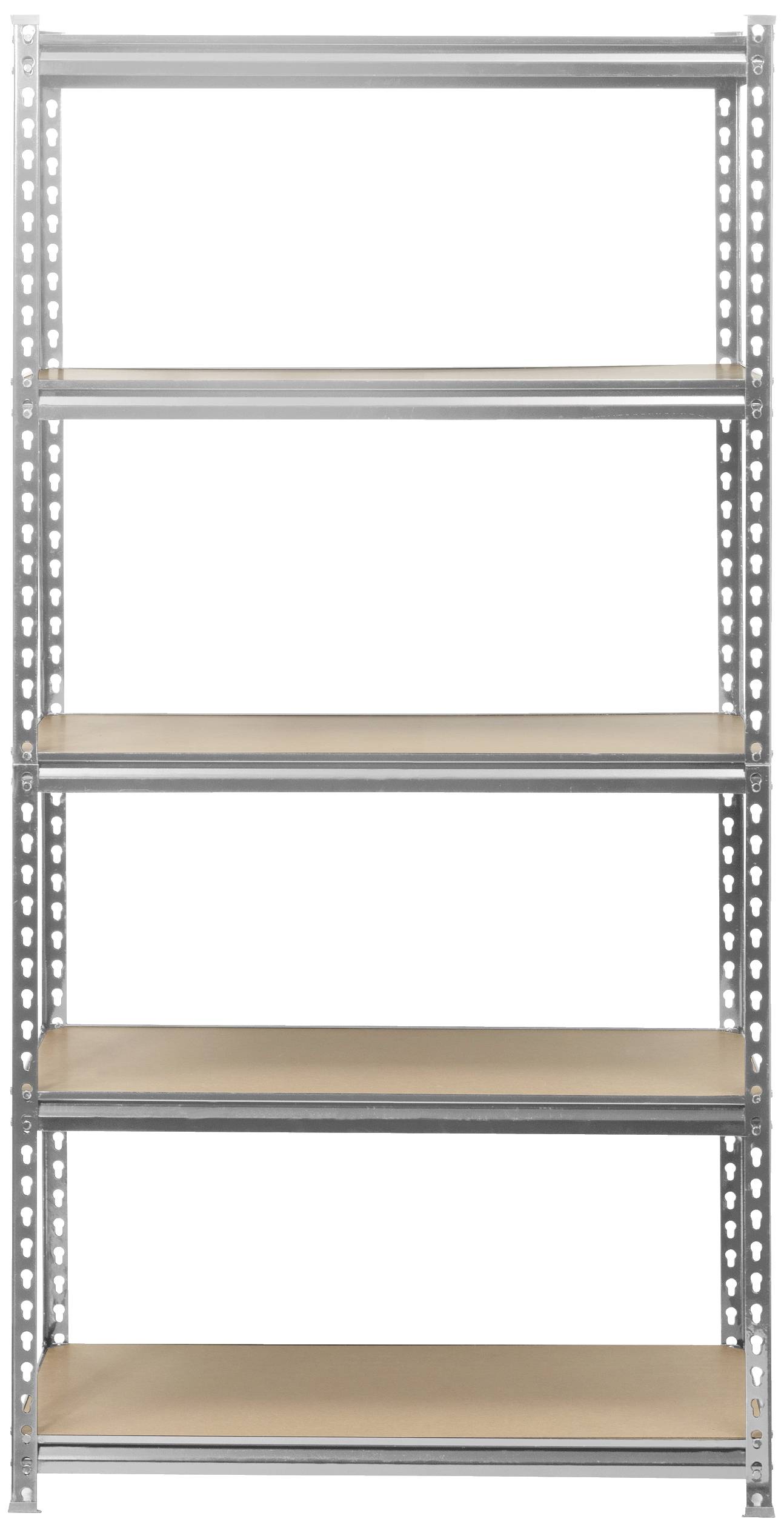 TOOLCRAFT TO-8660250 Schwerlastregal 350kg (B x H x T) 900 x 1826 x 450mm Metall, MDF Verzinkt, Silber Holzboden