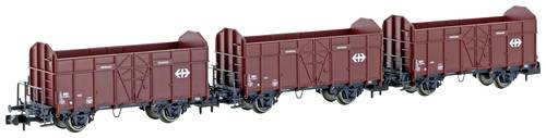 Hobbytrain H24302 N 3er-Set offene Güterwagen Fbkk der SBB