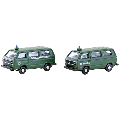 Minis by Lemke LC4353 N PKW Modell Volkswagen T3 2er Set Bus BGS + Bahnpolizei