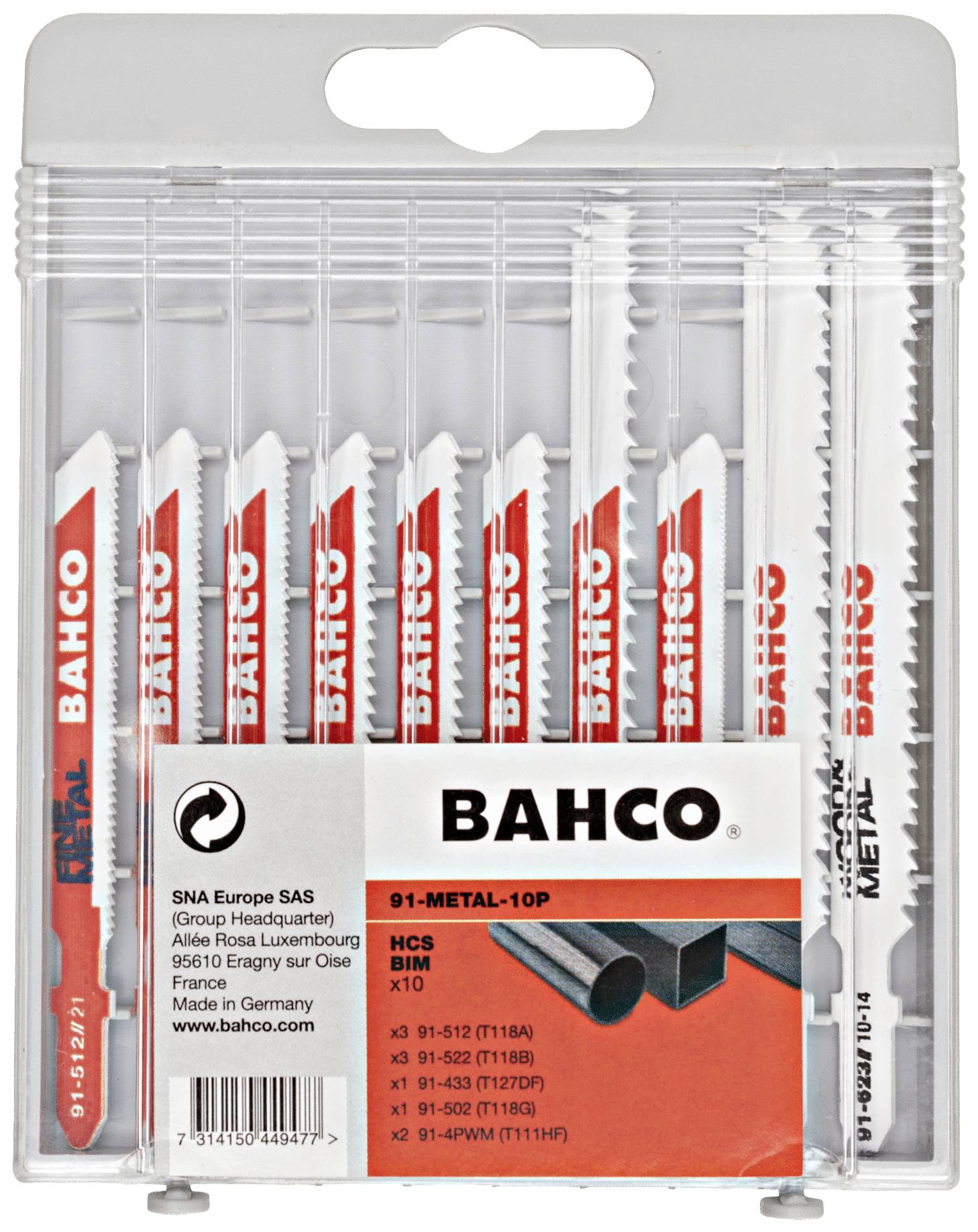Bahco 91-METAL-10P Stichsägeblätter-Satz für Metall, 10-tlg 1 Set