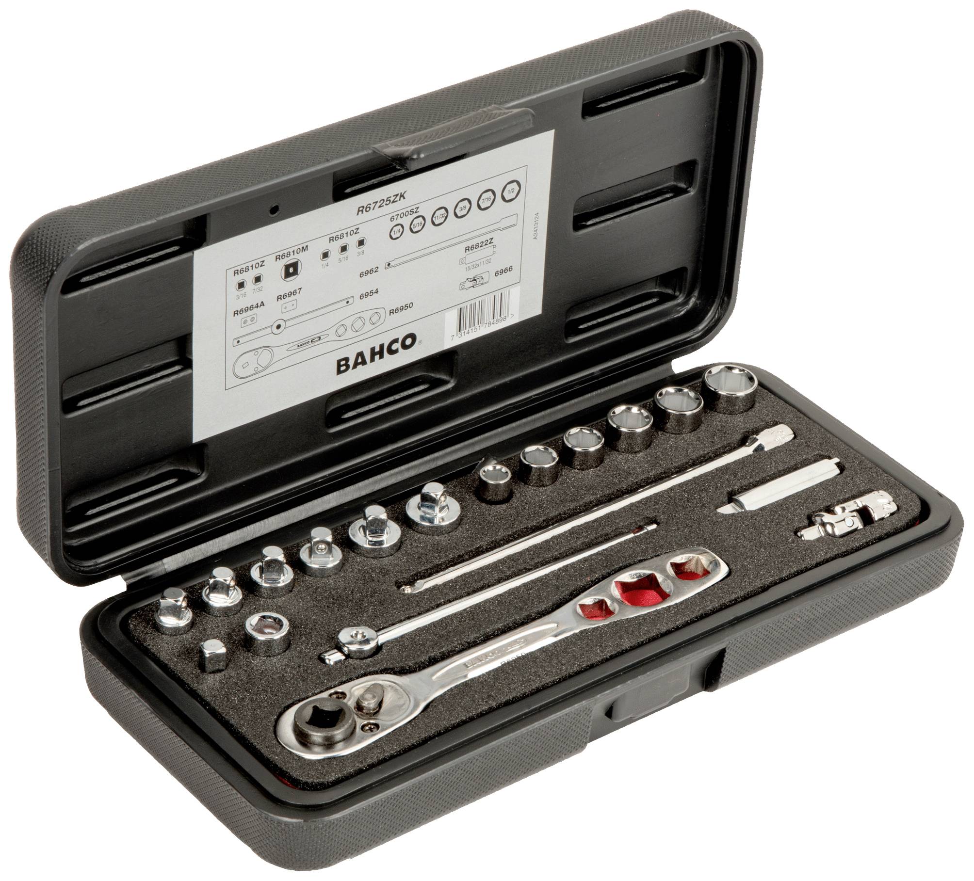 Bahco Steckschlüsseleinsatz-Set 1/4" 19teilig R6725ZK