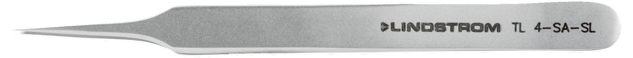 Nahaufnahme eines Lindstrom TL 4-SA-SL Präzisionswerkzeuggriffs in Silber, horizontal auf weißem Hintergrund abgebildet.