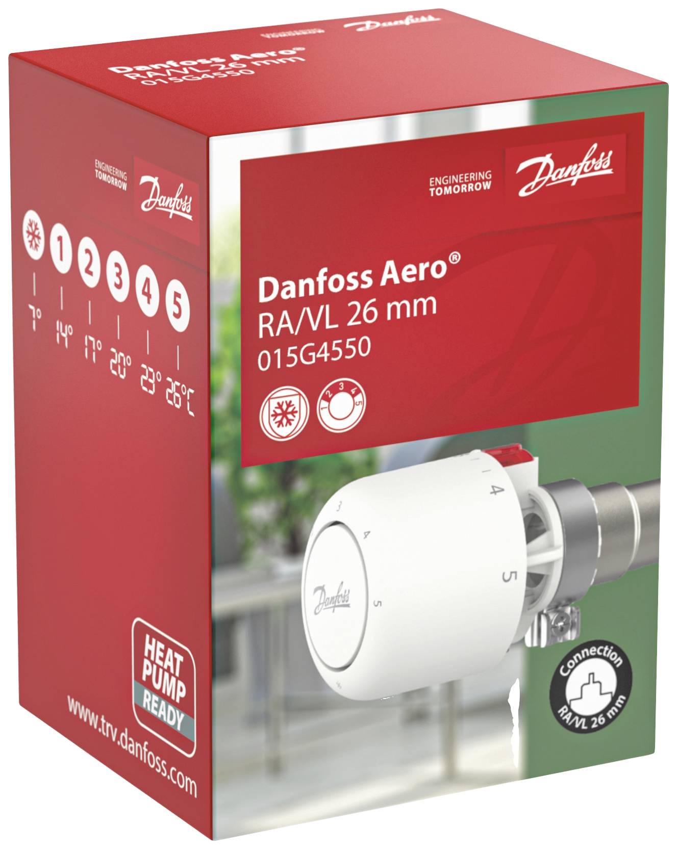 Danfoss 015G4550 Aero RA/VL, 26mm Thermostatkopf mechanisch 7 bis 28 °C