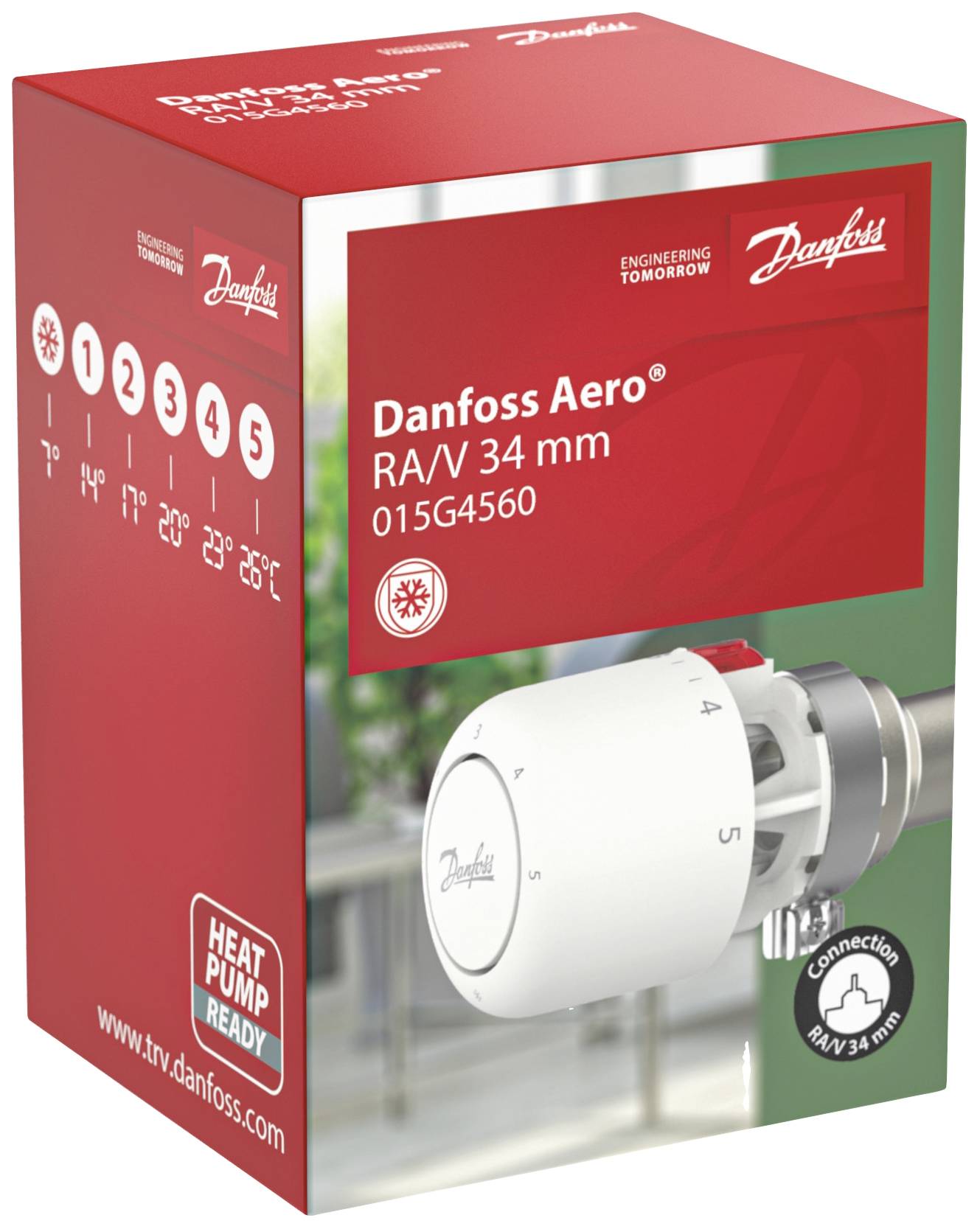 Danfoss 015G4560 Aero RA/V, 34mm Thermostatkopf mechanisch 7 bis 28°C
