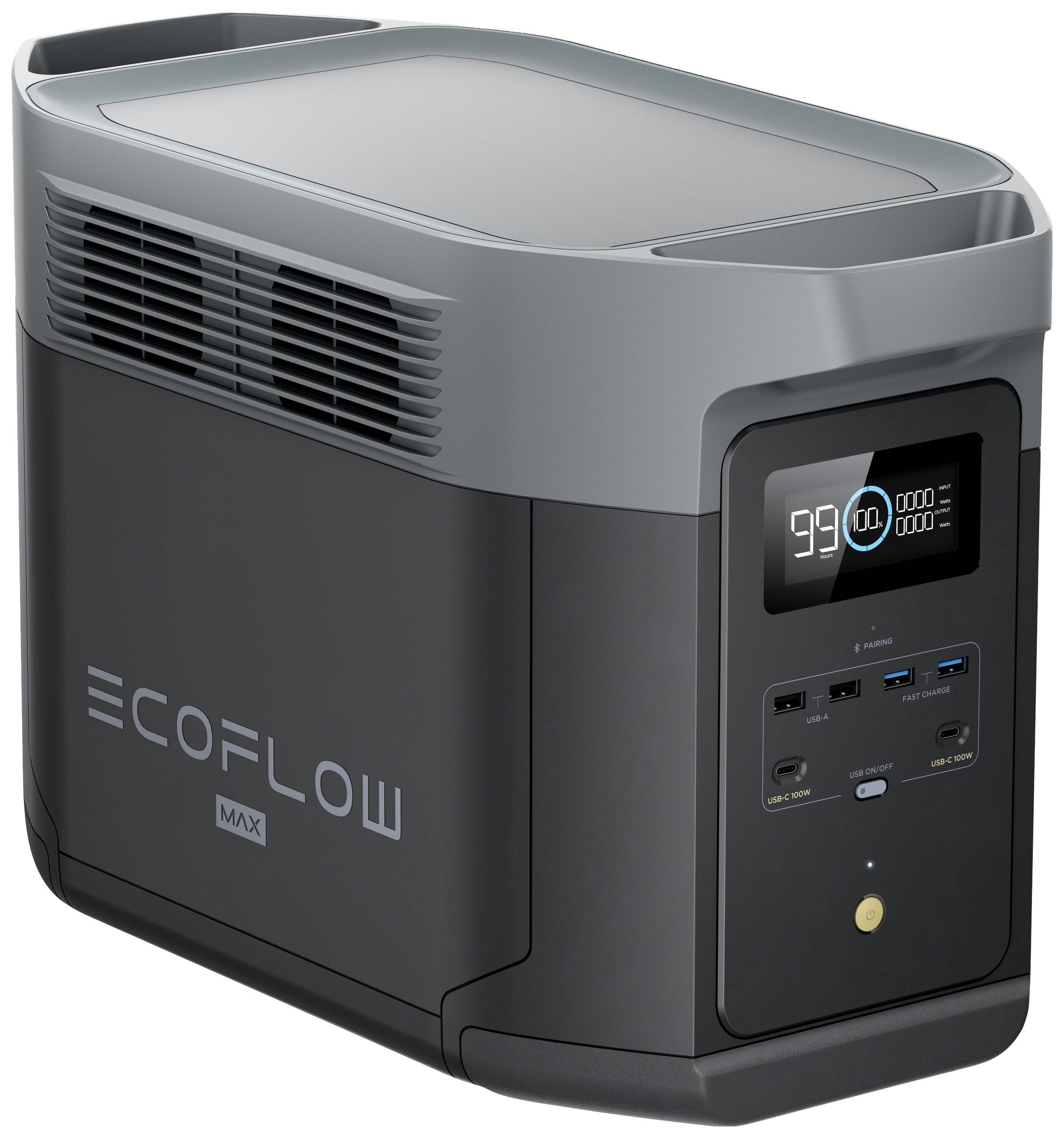 ECOFLOW Delta 2 Max Powerstation LiFePO 4 Schwarz mit Laderegler