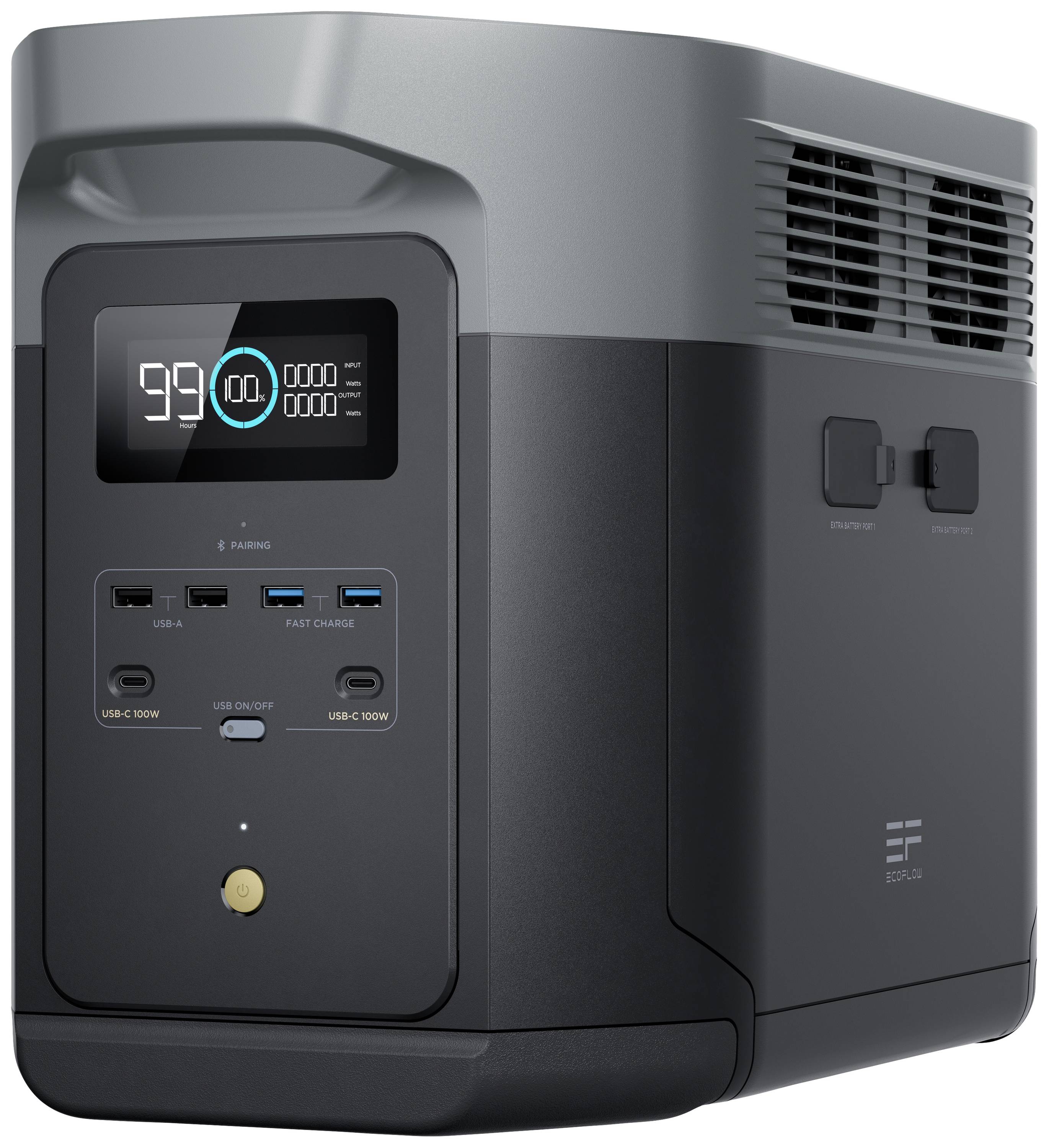 ECOFLOW Delta 2 Max Powerstation LiFePO 4 Schwarz mit Laderegler