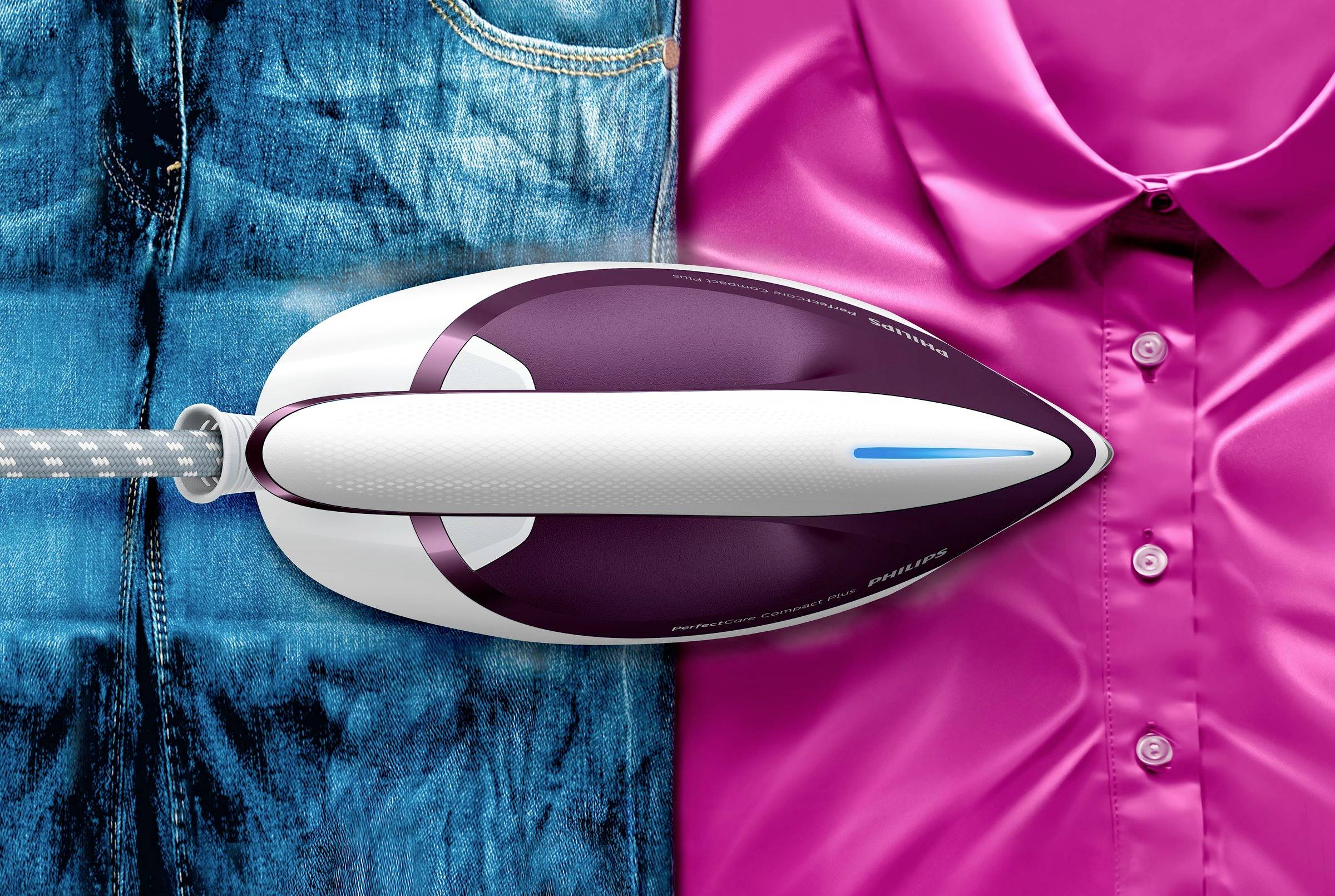 Philips Home PerfectCare Compact Plus GC7933/30 Dampfbügelstation 2400W Lila, Weiß