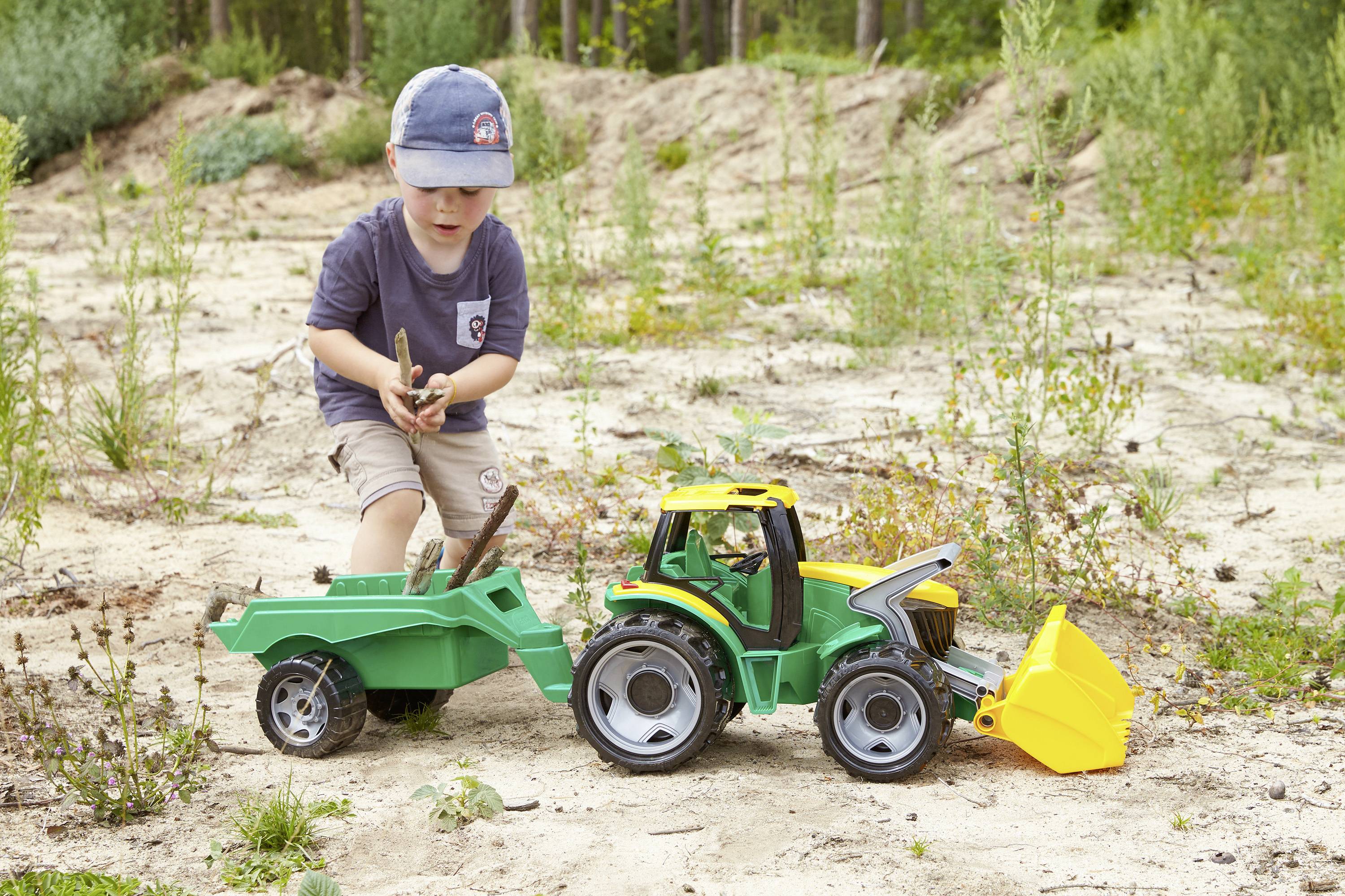 LENA® GIGA TRUCKS Traktor+Frontl.+Anhänger, SK