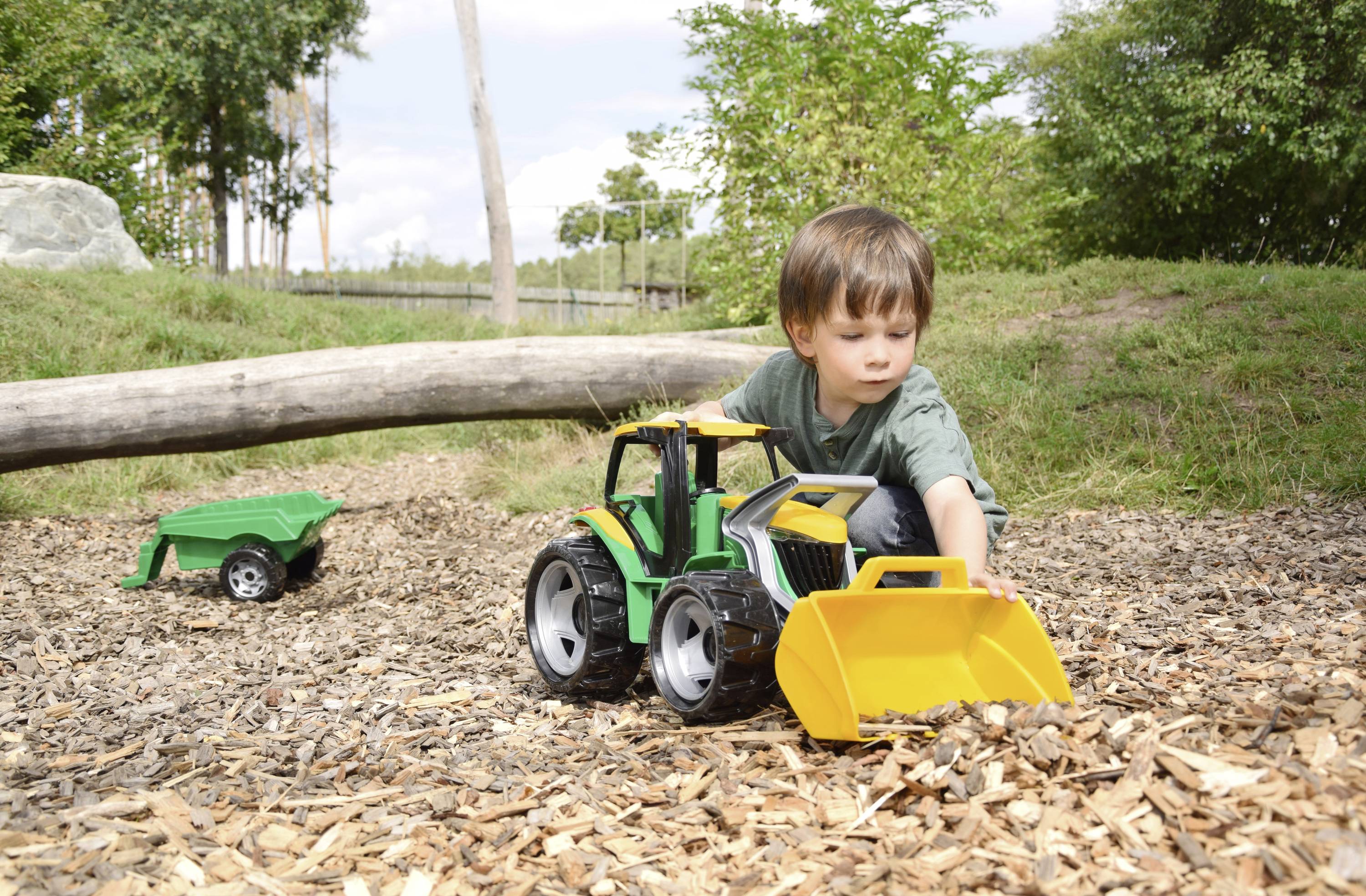 LENA® GIGA TRUCKS Traktor+Frontl.+Anhänger, SK
