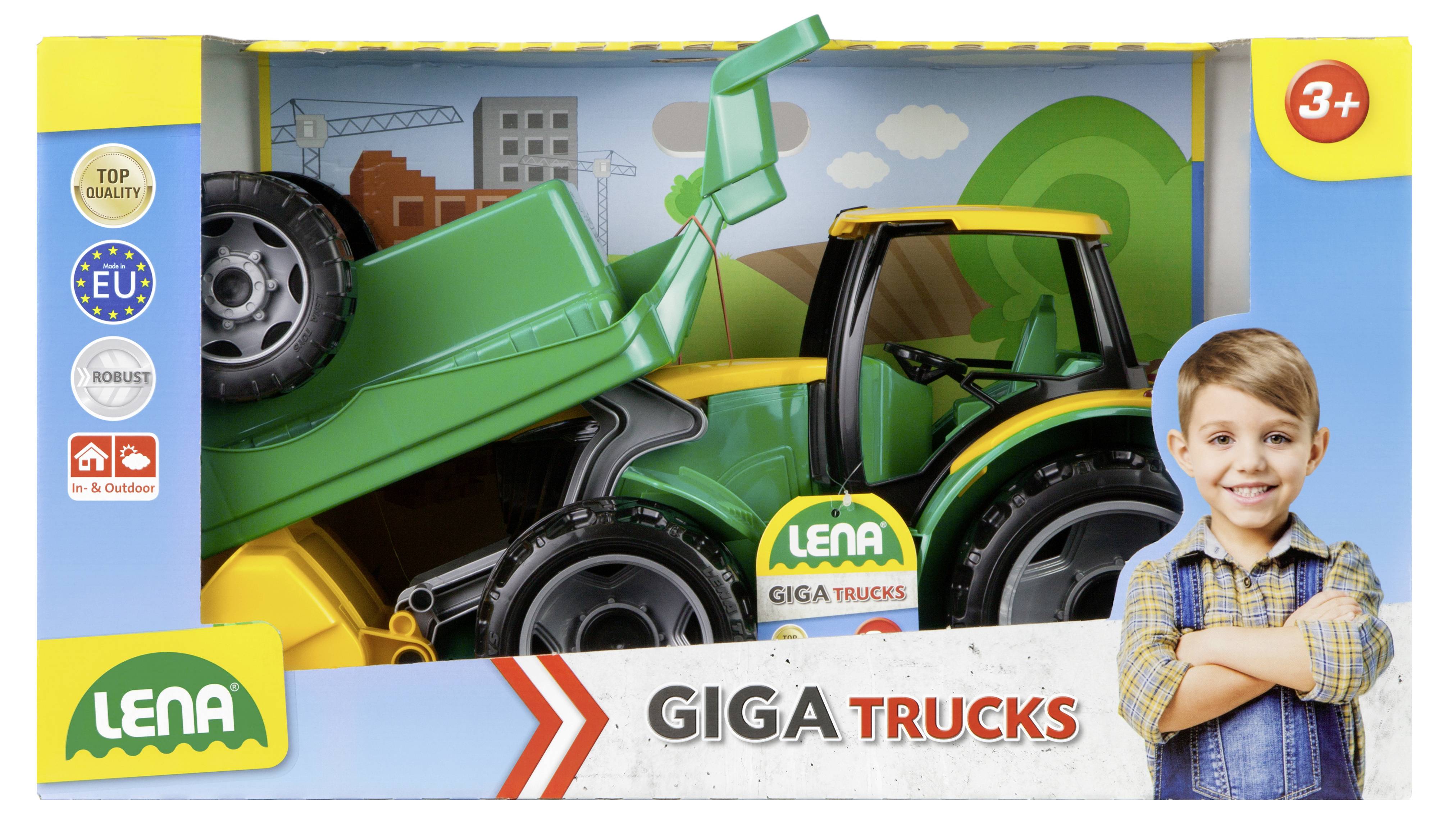 LENA® GIGA TRUCKS Traktor+Frontl.+Anhänger, SK