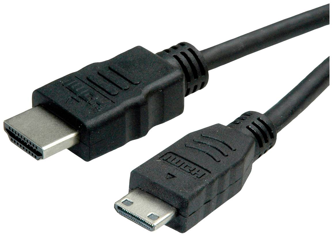 Roline green HDMI Anschlusskabel HDMI-A Stecker, HDMI-Mini-C Stecker 2 m Schwarz 11.44.5580 4K UHD, Halogenfrei HDMI-Kabel