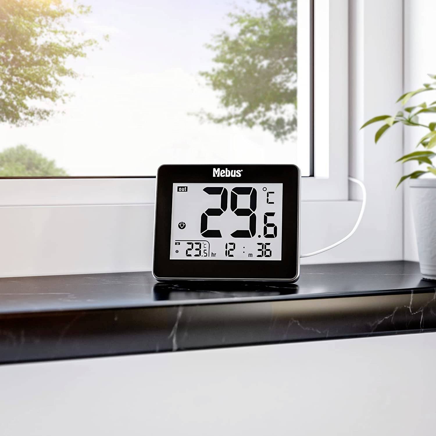 Mebus Thermometer Schwarz, Weiß