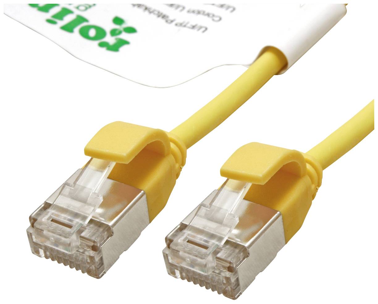 Zwei gelbe Ethernet-Kabel mit Steckern.