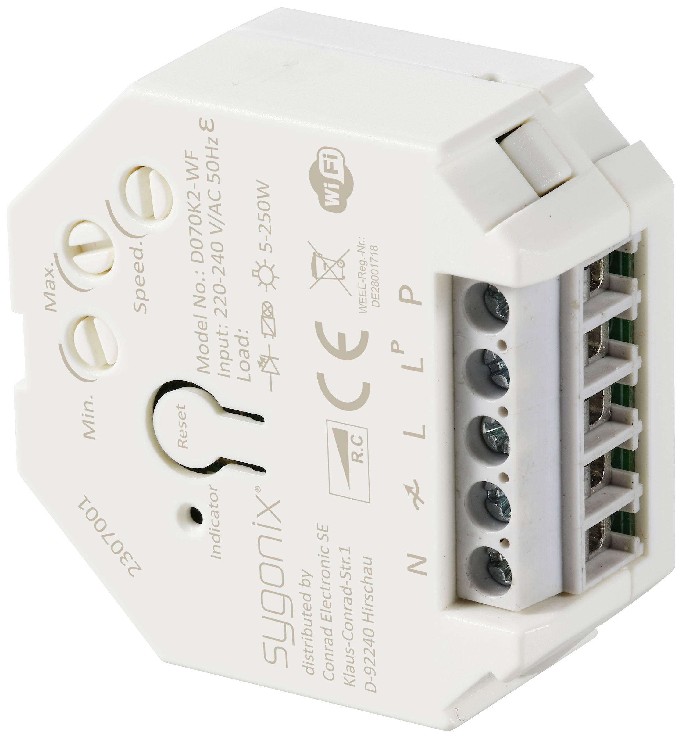 Sygonix SY-5775566 Unterputz Dimmer Geeignet für Leuchtmittel: LED-Lampe, Glühlampe, Halogenlampe Weiß